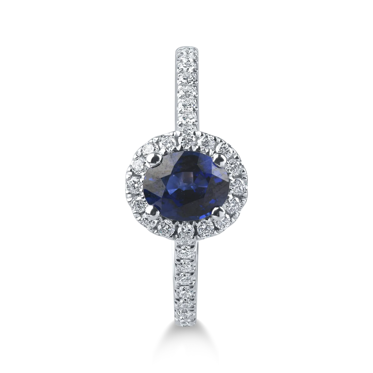 Inel din aur alb cu un safir oval de 0.8ct si diamante de 0.2ct - imagine 2
