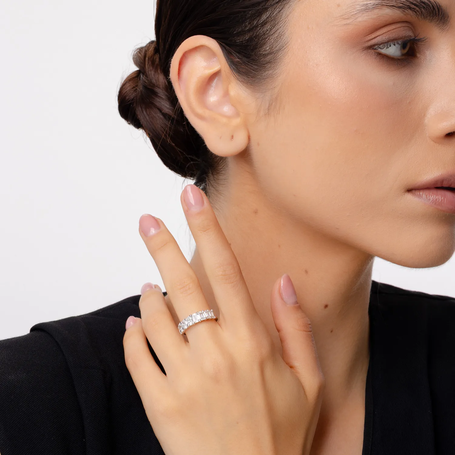 Fehér arany fél örökkévalóság gyűrű 2.2ct gyémántokkal