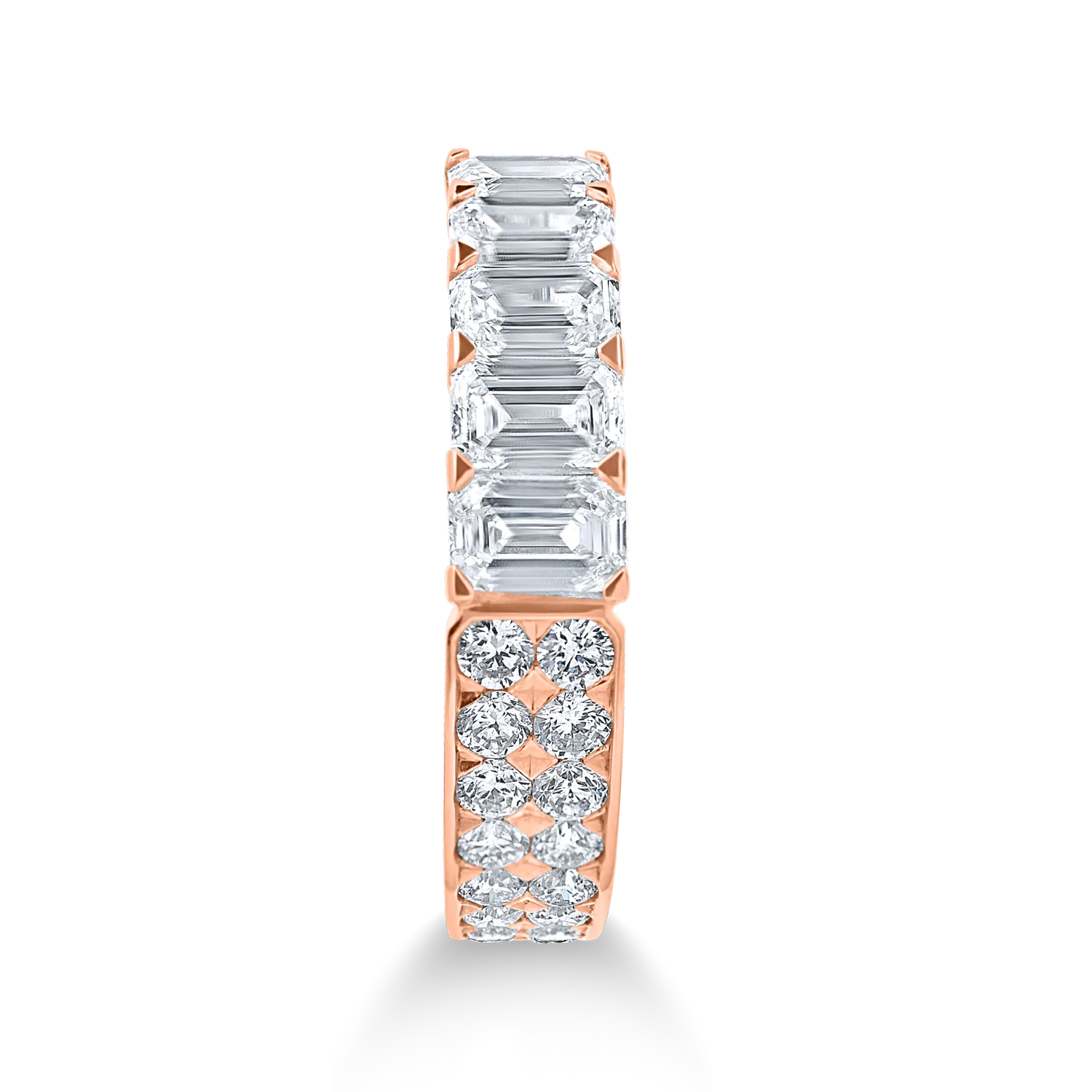 Inel semieternity din aur roz cu diamante de 1.6ct
