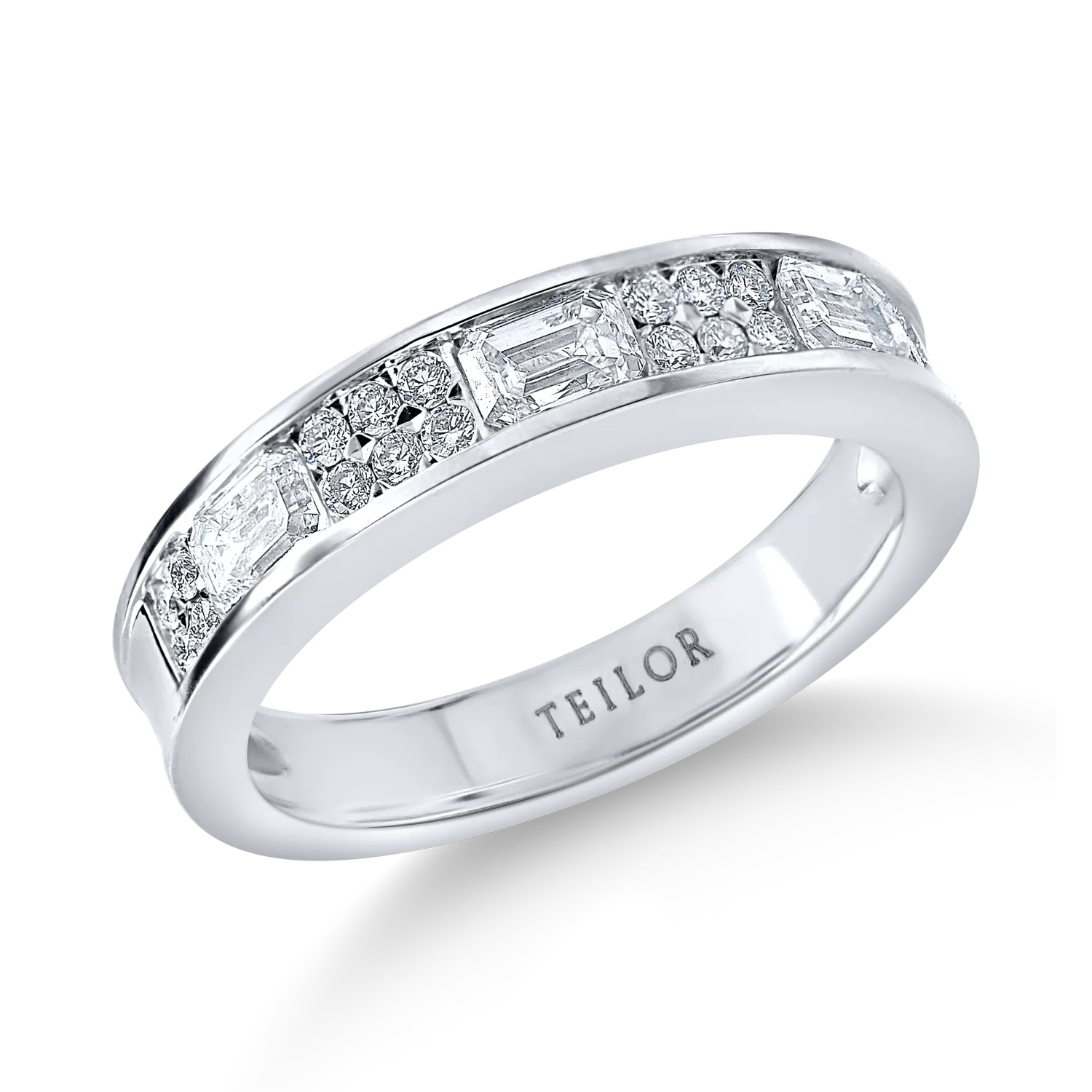 Inel semieternity din aur alb cu diamante de 0.8ct-191062