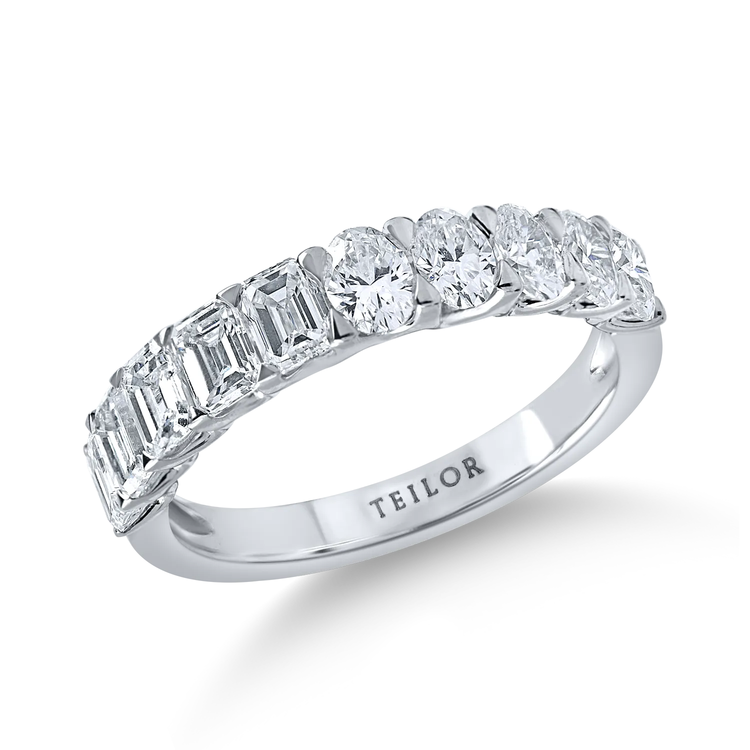 Inel semieternity din aur alb cu diamante de 1.6ct