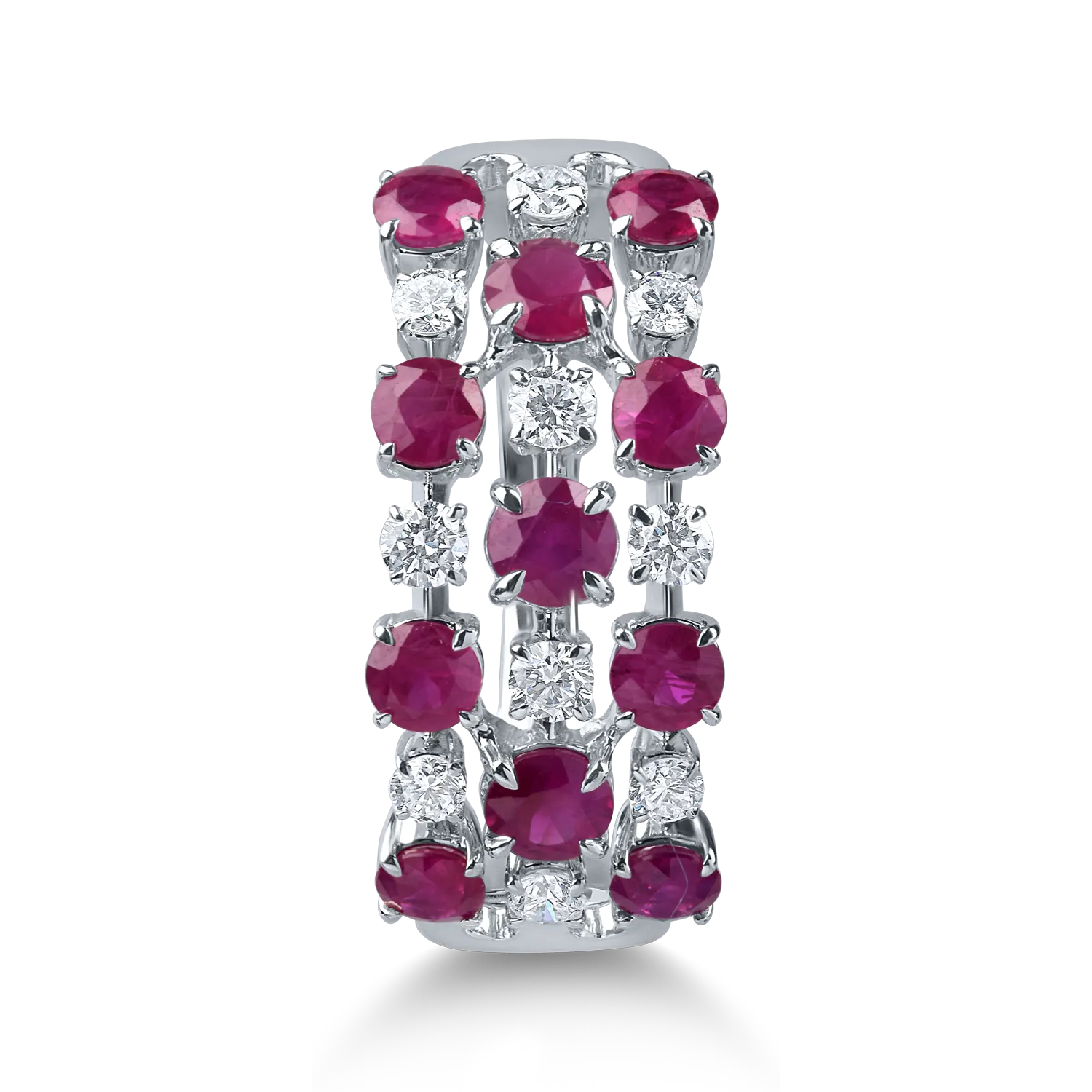 White gold geometric ring with 1.4ct rubies and 0.3ct diamonds