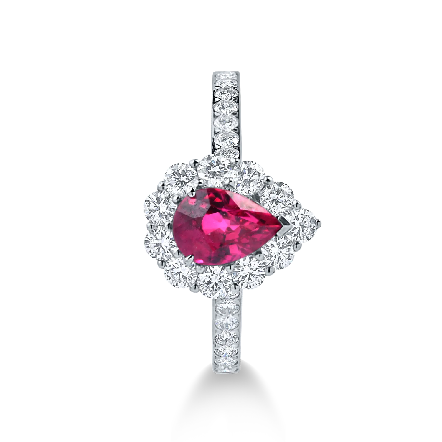 Inel din aur alb cu rubin si diamante de 1.8ct