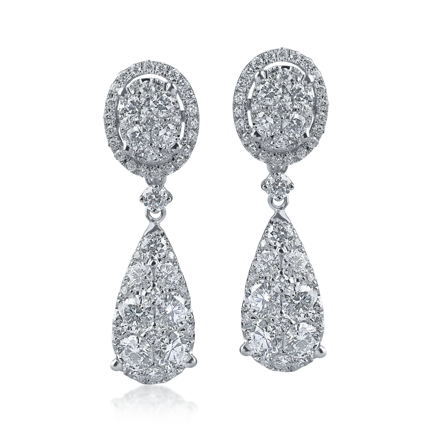 Białe złote geometryczne kolczyki z 2.8ct diamentami