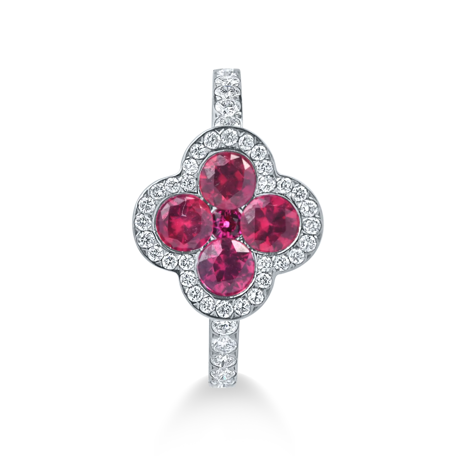 Inel din aur alb cu rubine si diamante de 1.3ct