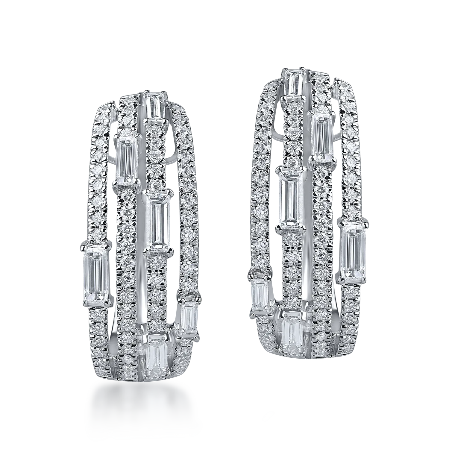 Białe złote kolczyki z 2.1ct mikrooprawionymi diamentami