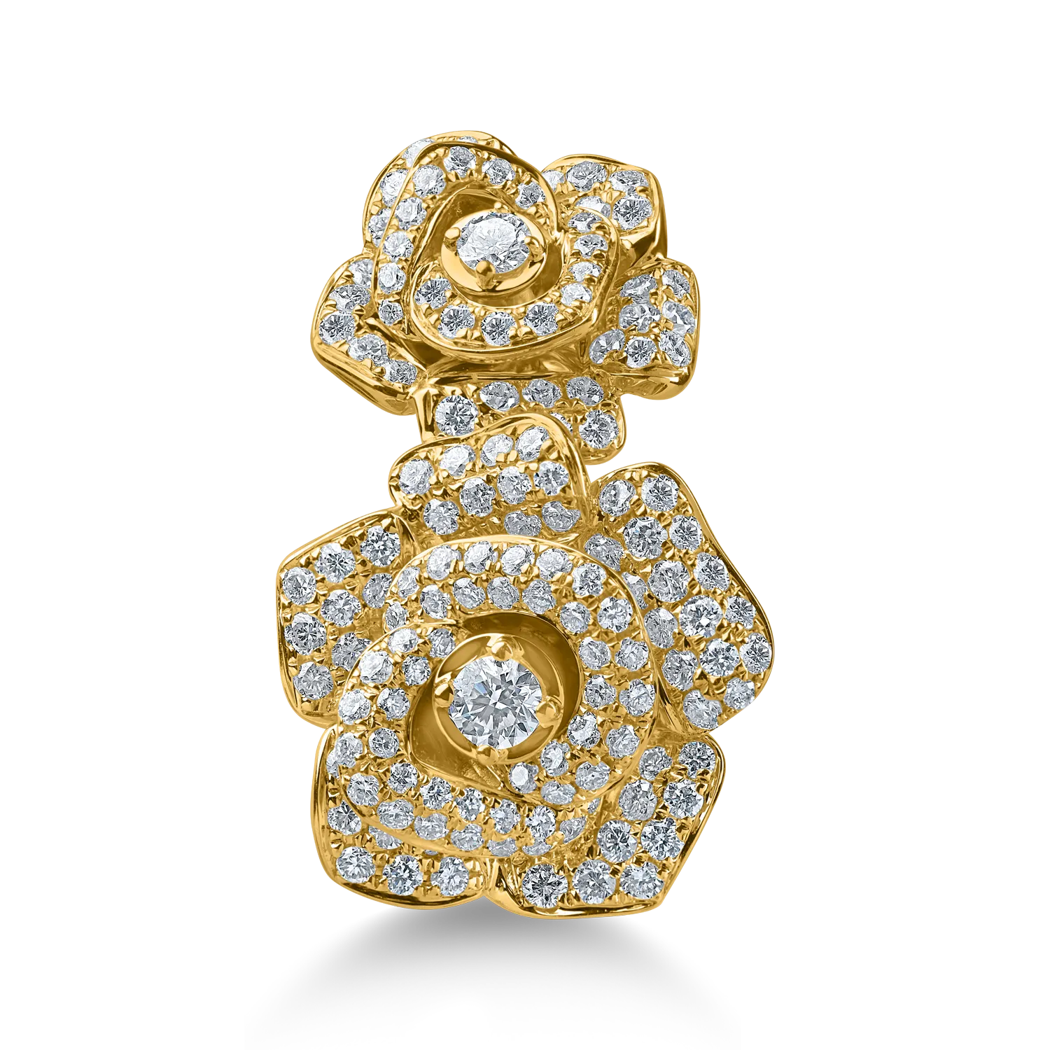 Sárga arany virággyűrű 0.9ct gyémántokkal