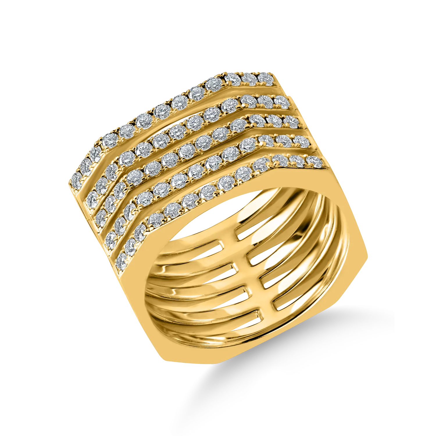 Yellow gold ring with 0.8ct microsetting diamonds-190093