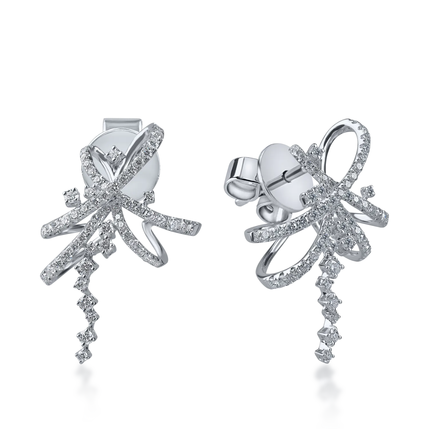Cercei geometrici din aur alb cu diamante de 1.3ct