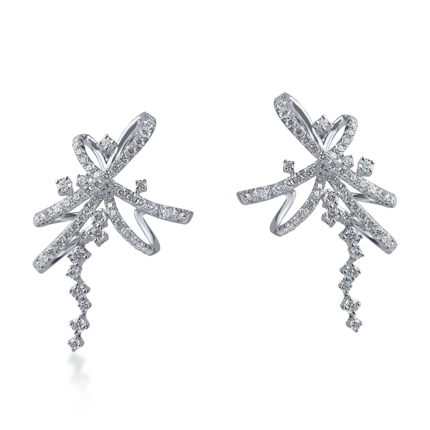 Cercei geometrici din aur alb cu diamante de 1.3ct