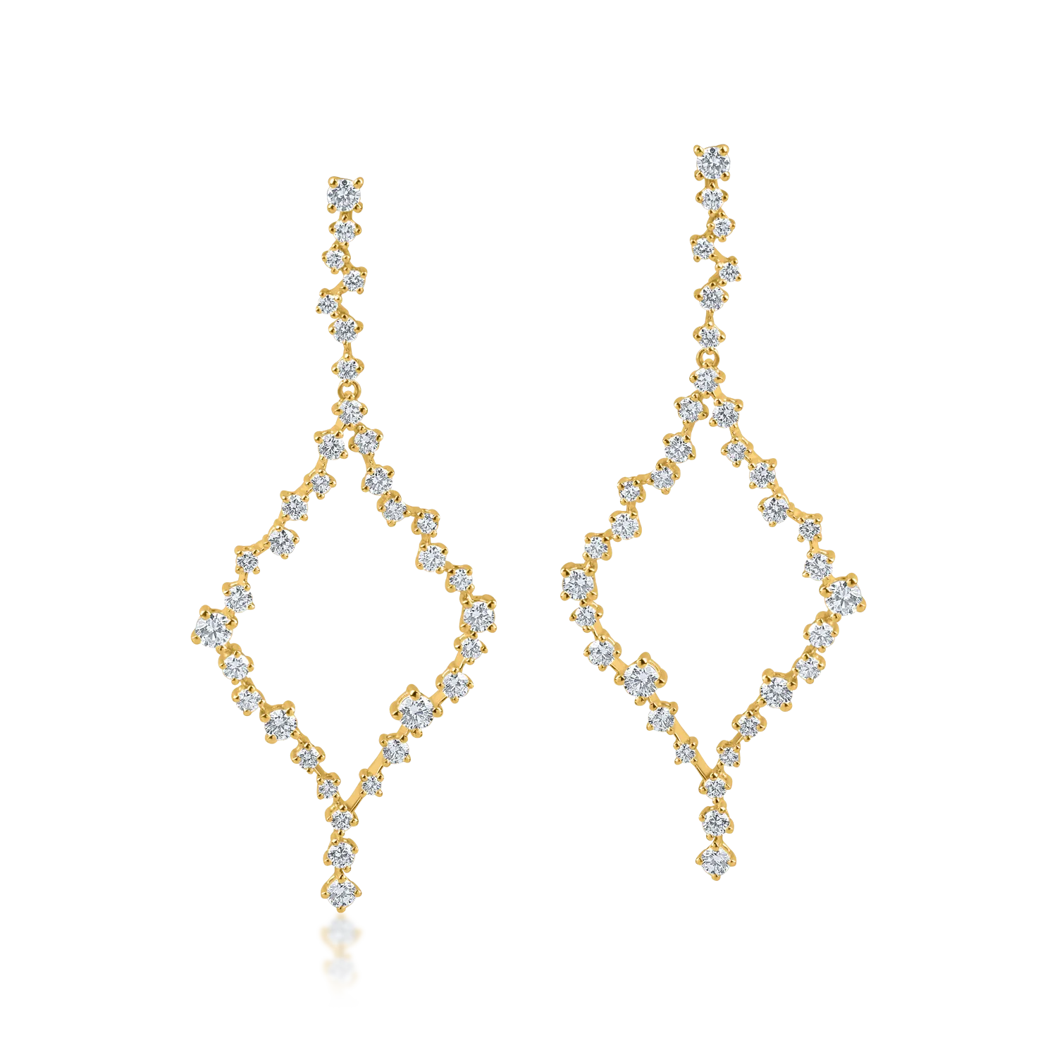 Żółte złote geometryczne kolczyki z 1.4ct diamentami