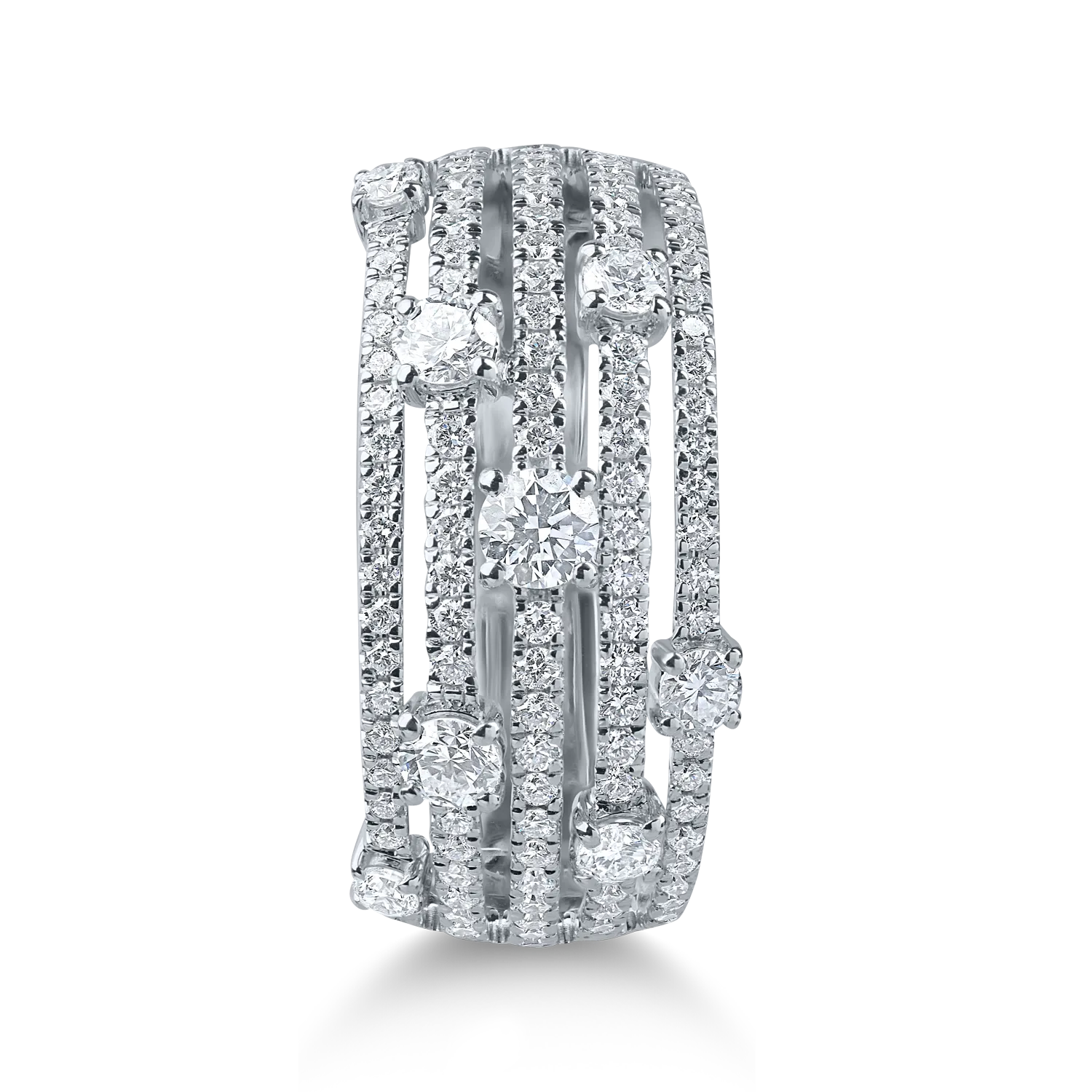 Inel geometric din aur alb cu diamante de 0.9ct