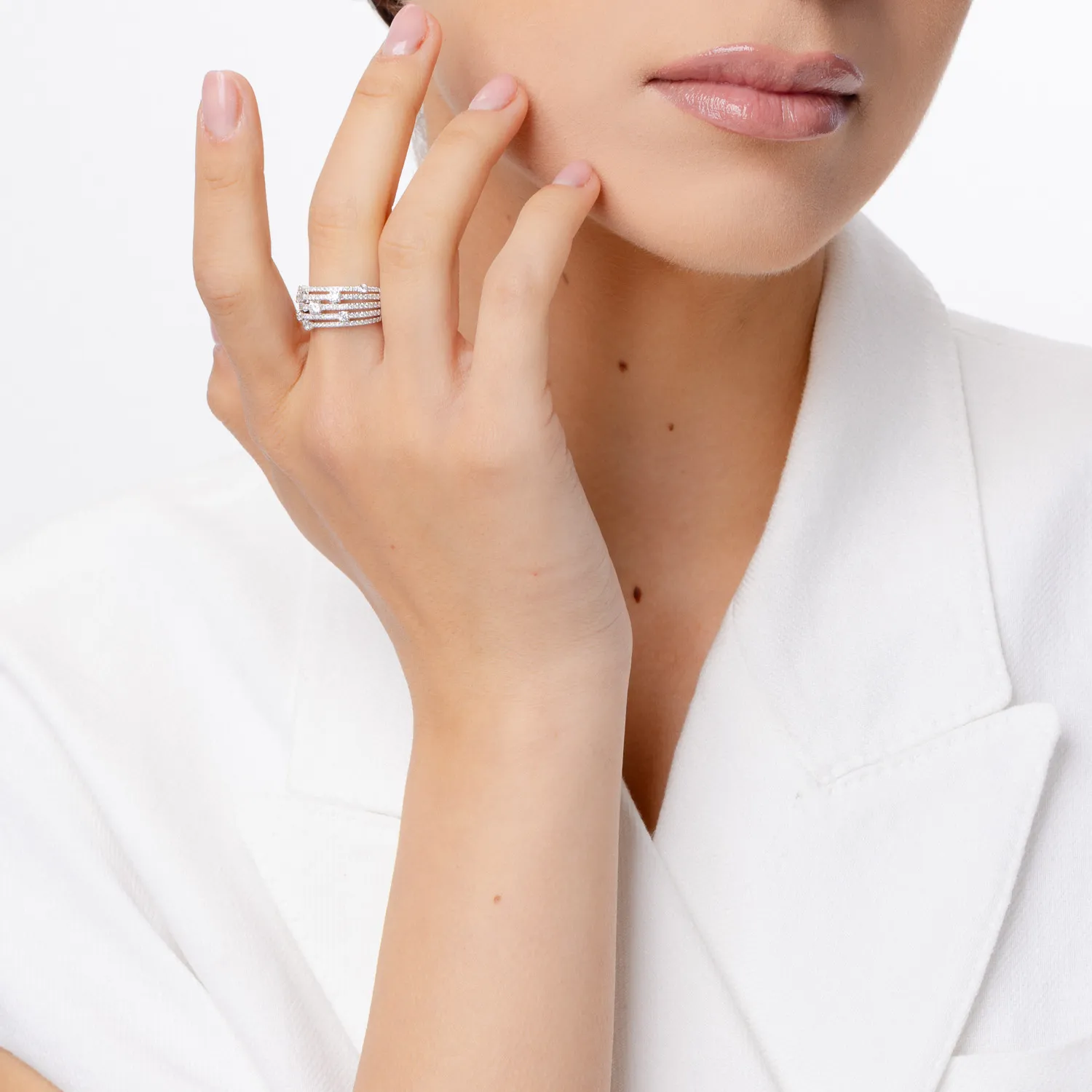 White gold geometric ring with 0.9ct diamonds