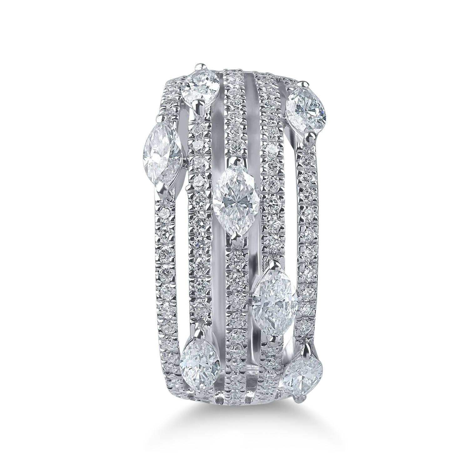 Inel geometric din aur alb cu diamante de 1.2ct