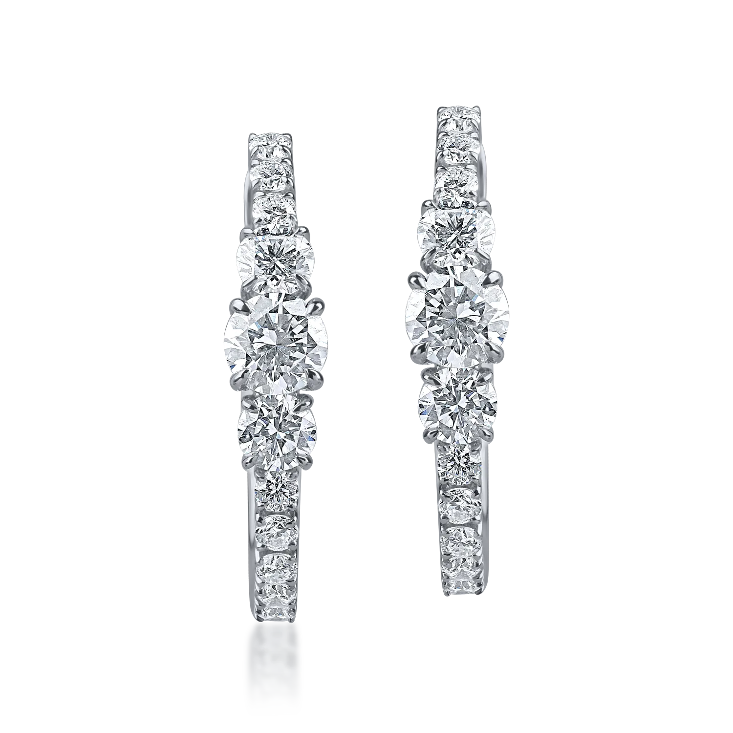 Cercei creole din aur alb cu diamante de 0.9ct - 1 | YEO
