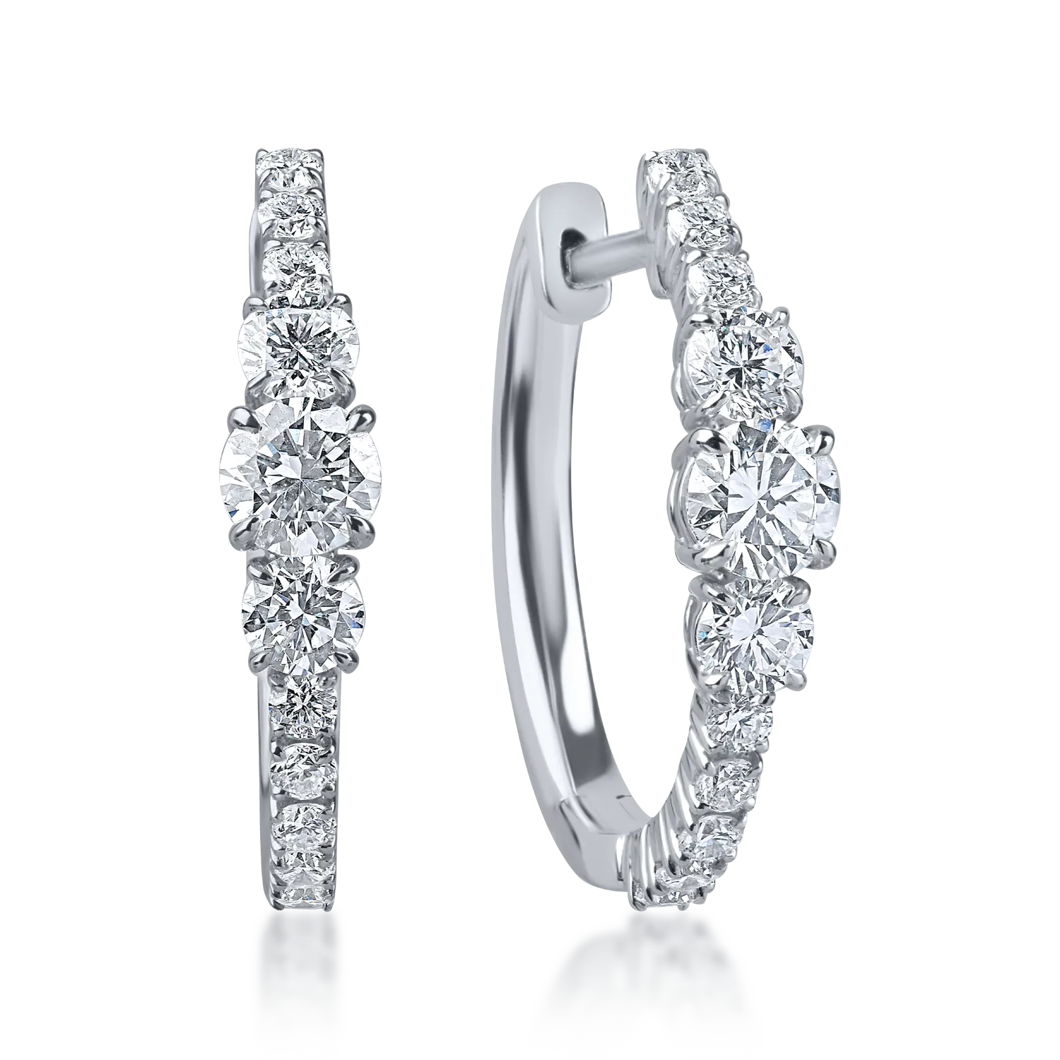 Cercei creole din aur alb cu diamante de 0.9ct