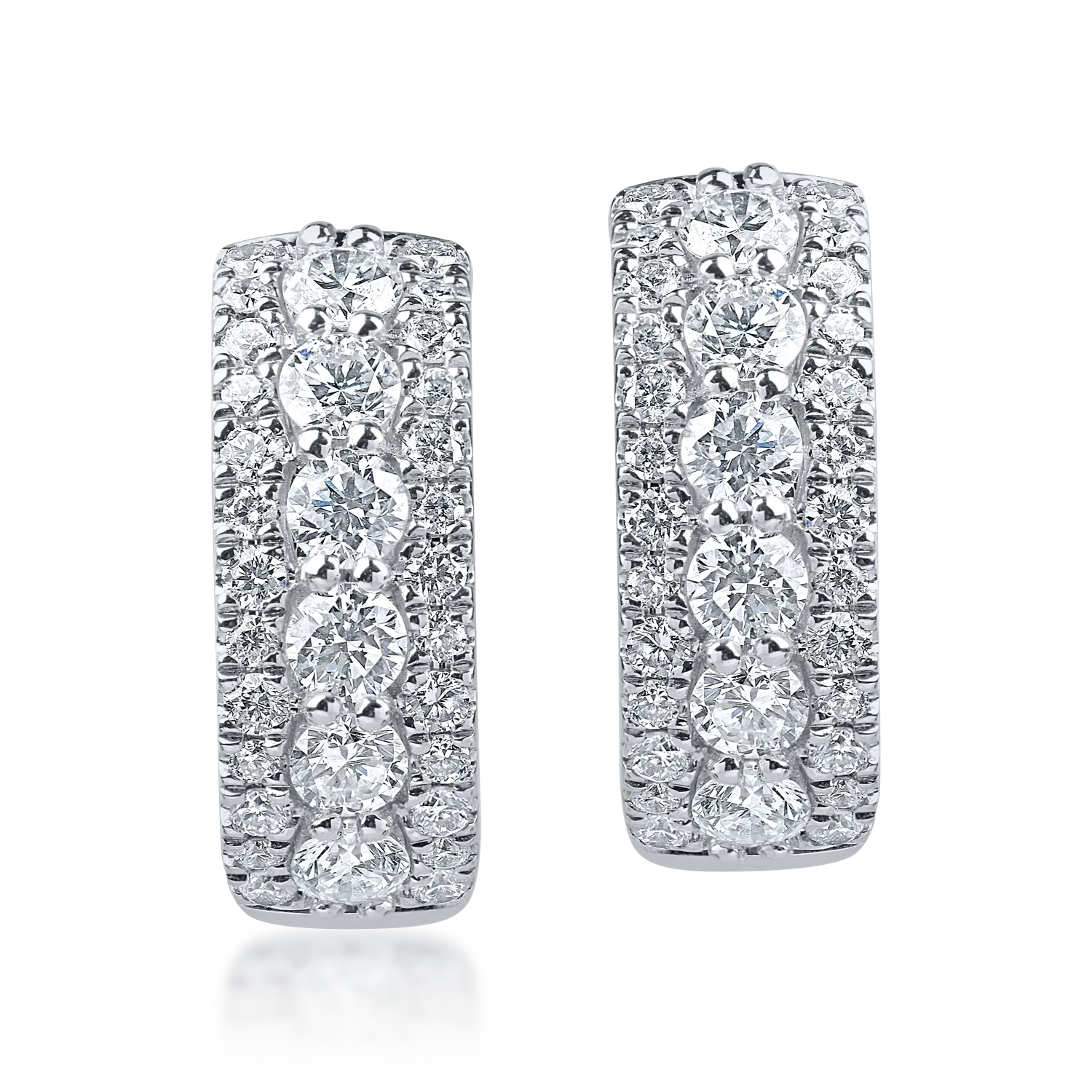 Białe złote kolczyki z 1.3ct mikrooprawionymi diamentami
