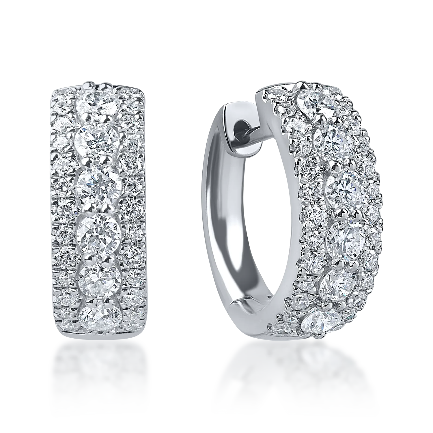 Cercei din aur alb cu diamante microsetting de 1.3ct