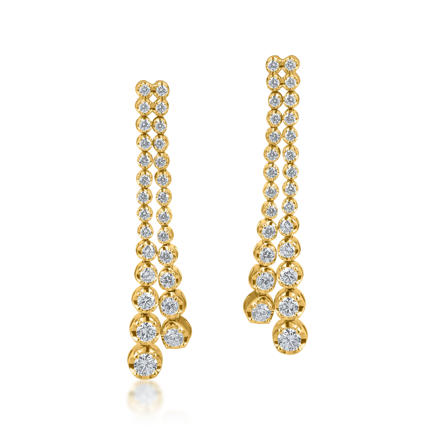 Cercei lungi din aur galben cu diamante de 1ct