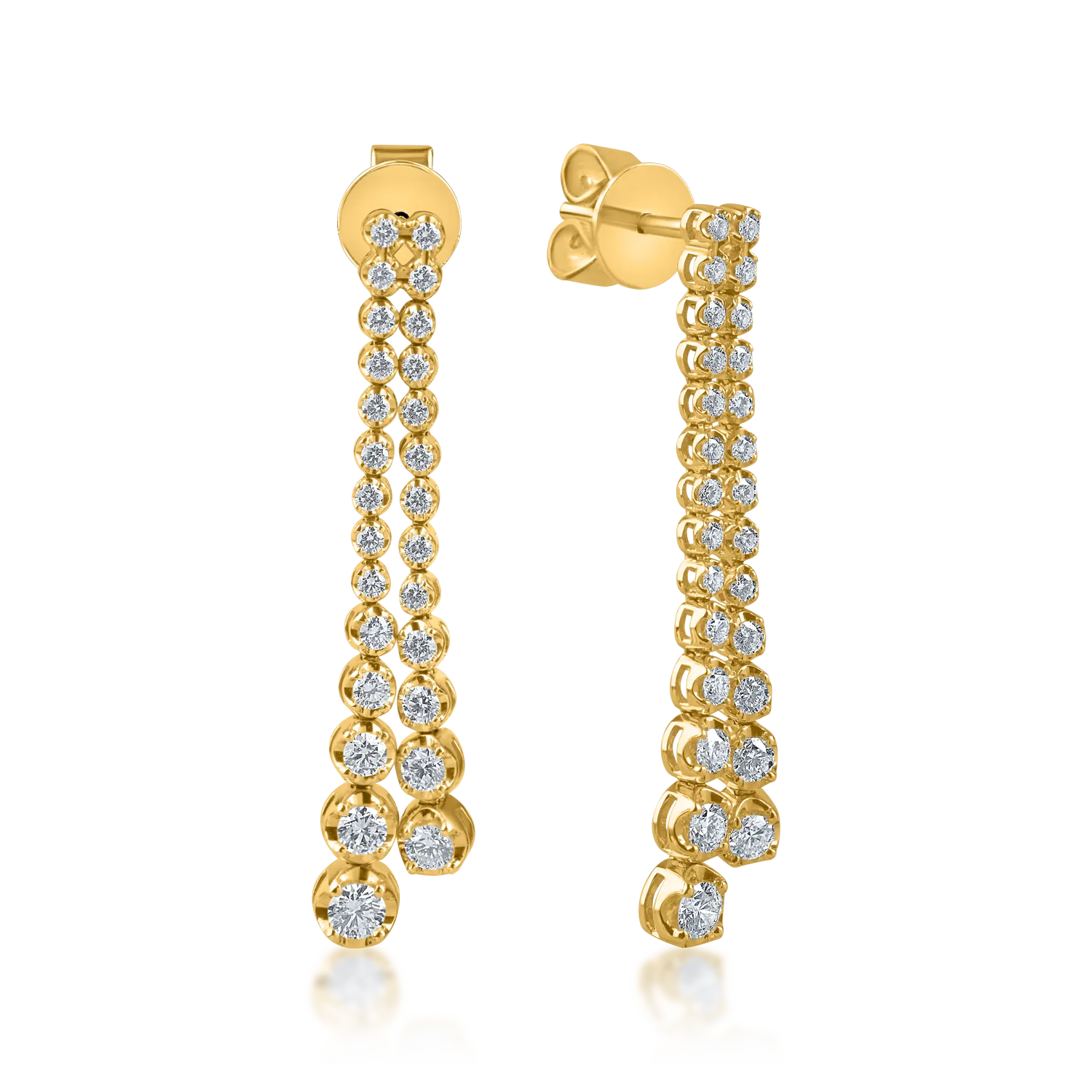 Cercei lungi din aur galben cu diamante de 1ct