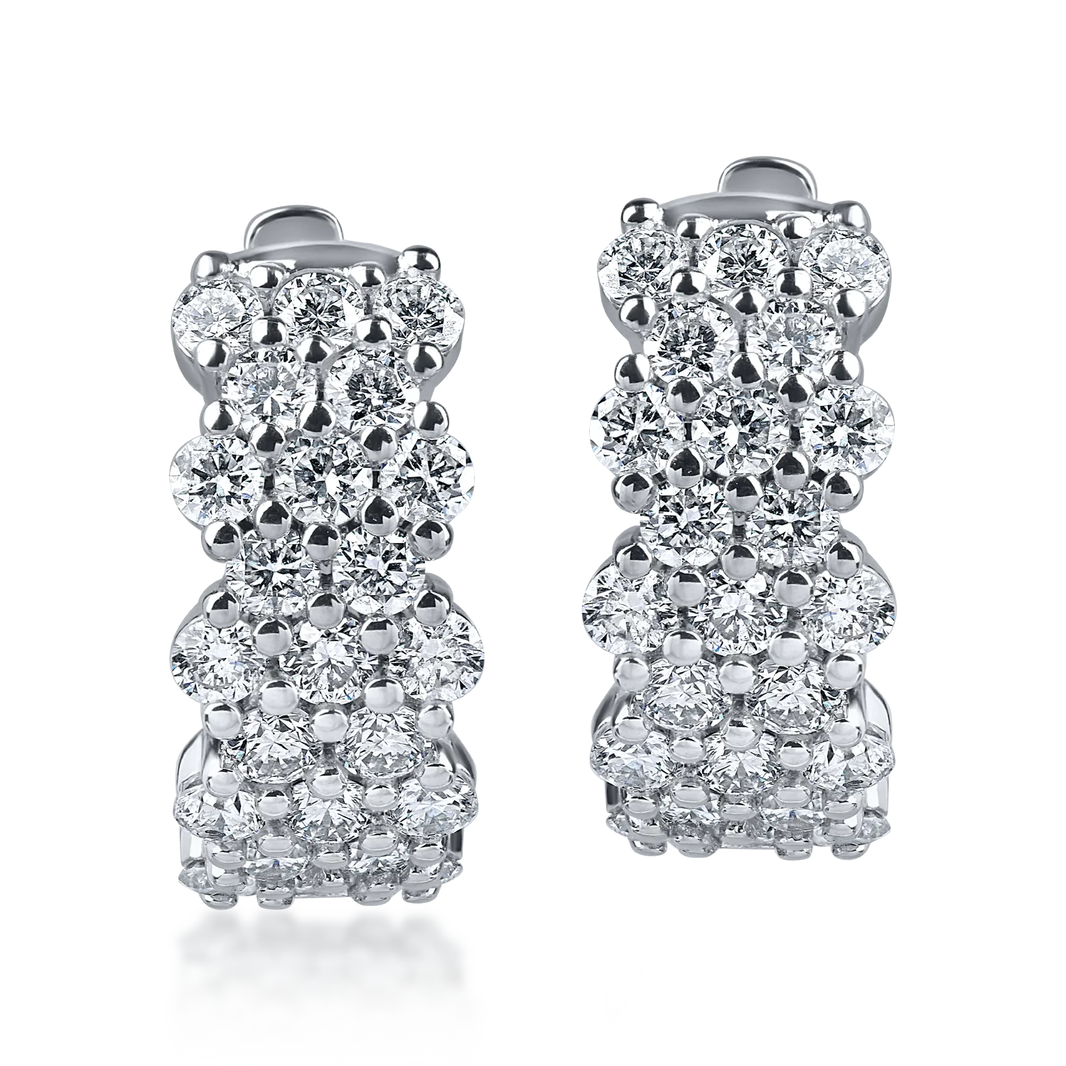 Cercei geometrici din aur alb cu diamante de 1.3ct - 1 | YEO
