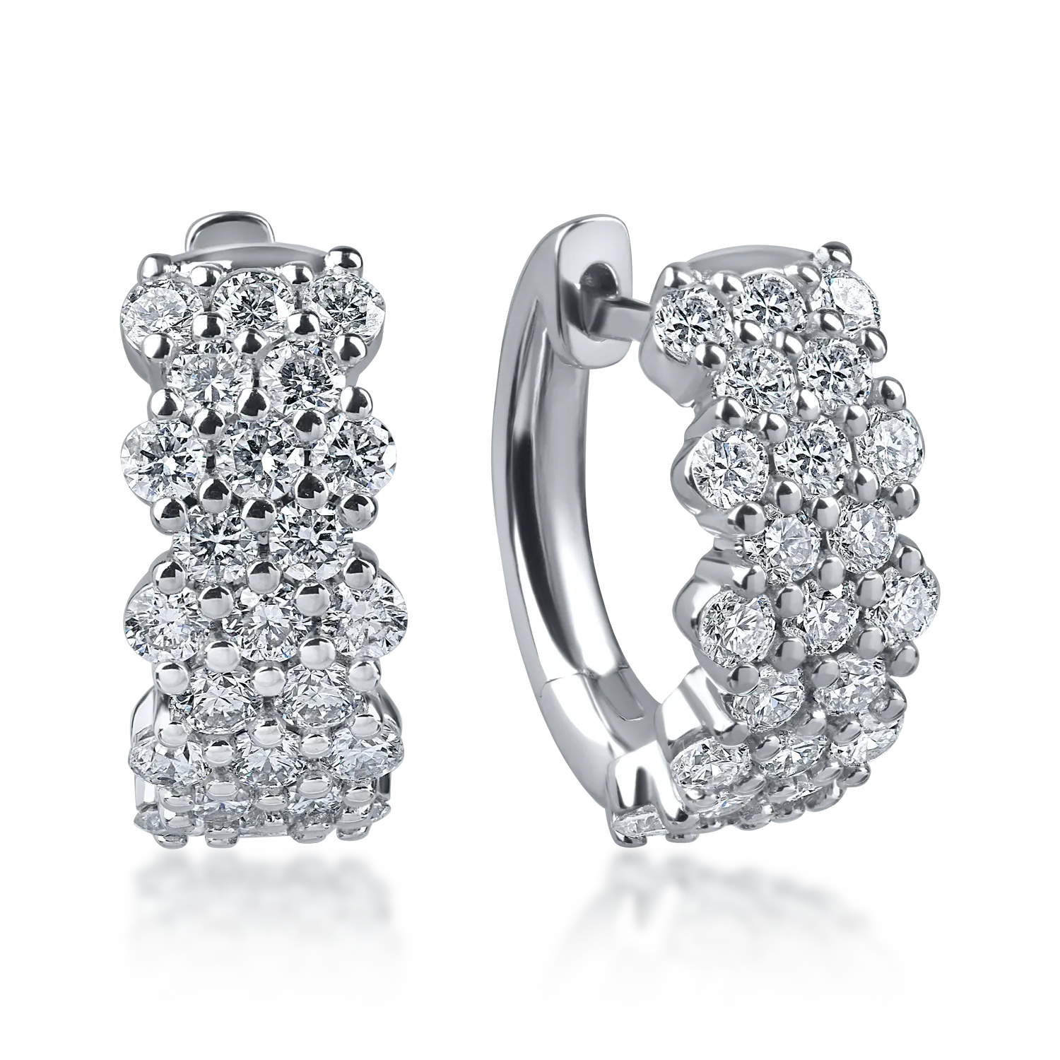 Cercei geometrici din aur alb cu diamante de 1.3ct