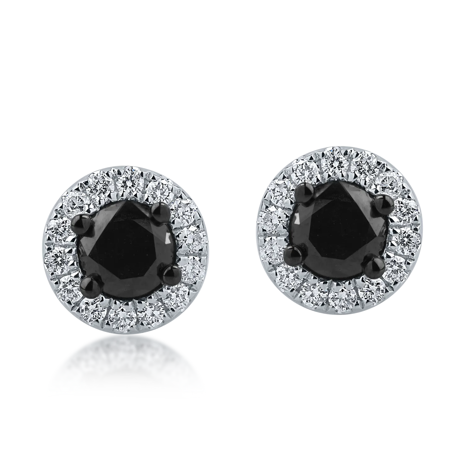 Cercei stud din aur alb cu diamante negre si incolore de 0.6ct - 1 | YEO