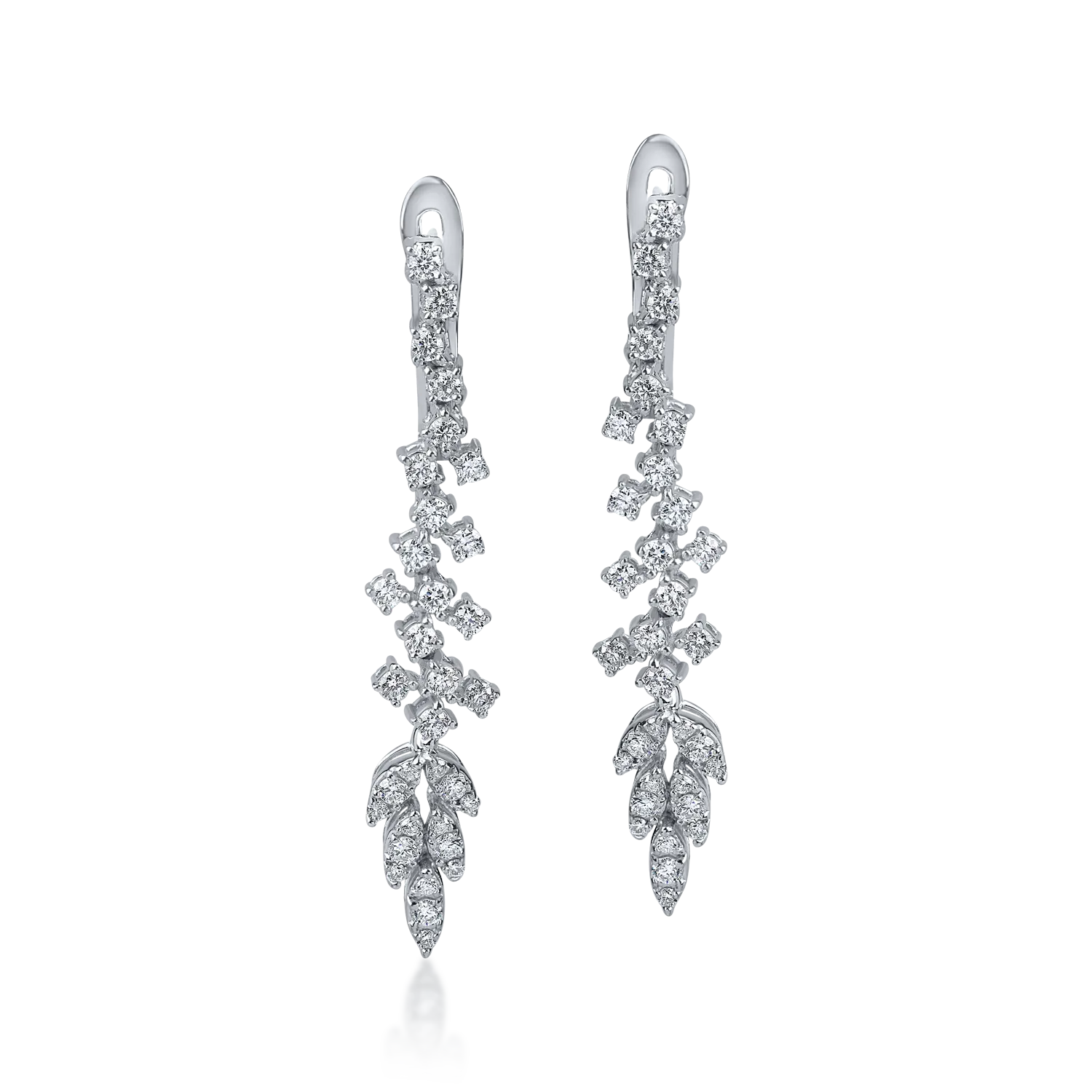Cercei lungi din aur alb cu diamante de 0.8ct - 1 | YEO