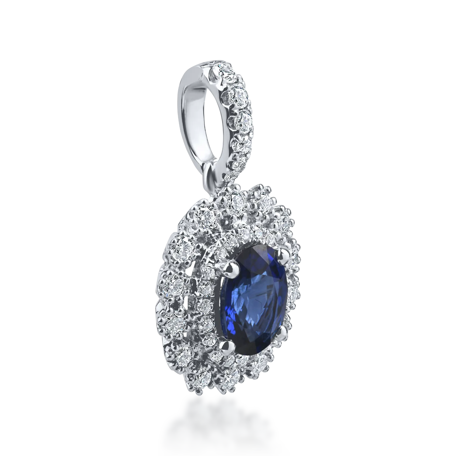 Pandantiv din aur alb cu safire si diamante de 1.4ct