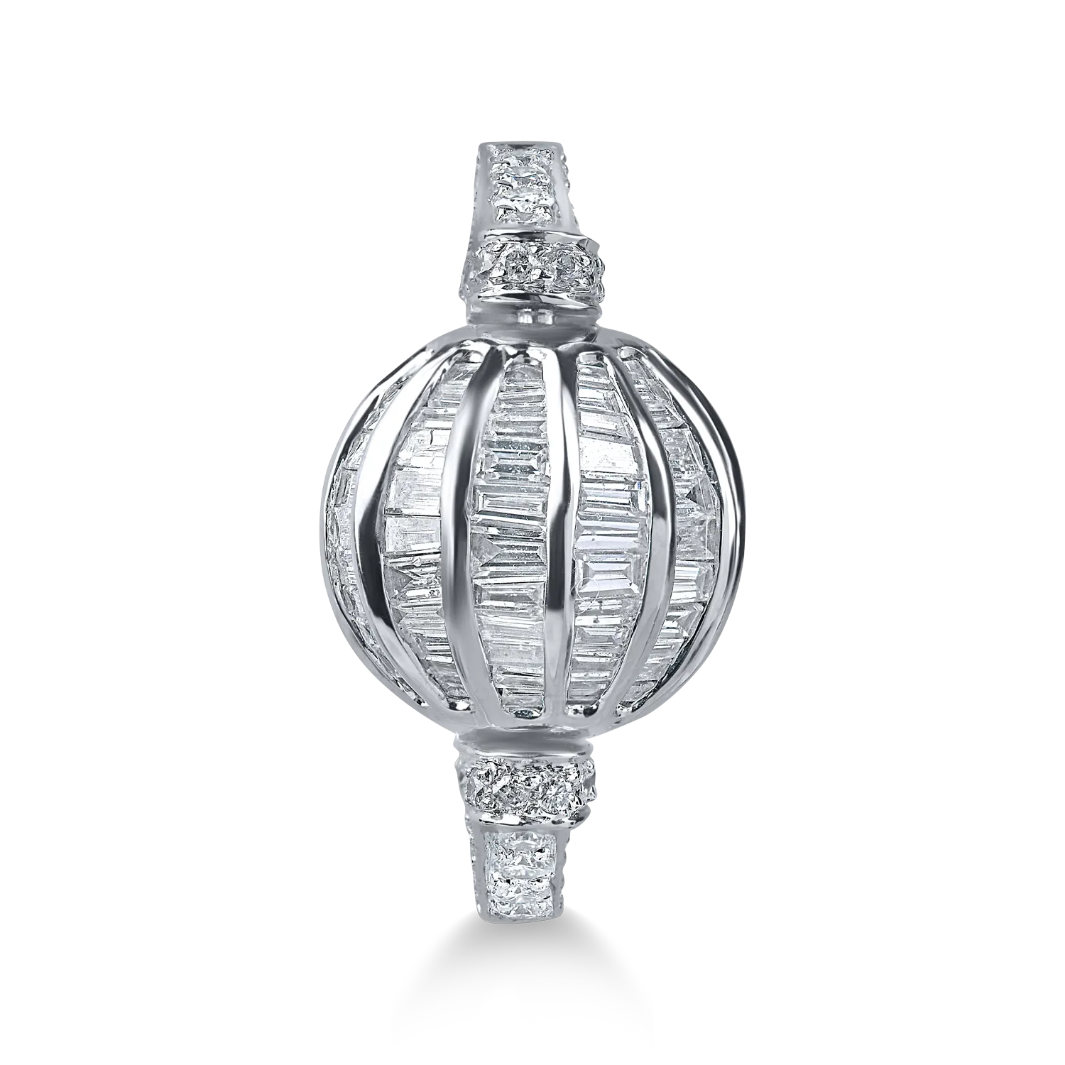 Geometryczny pierścionek z białego złota z diamentami o masie 1.8ct