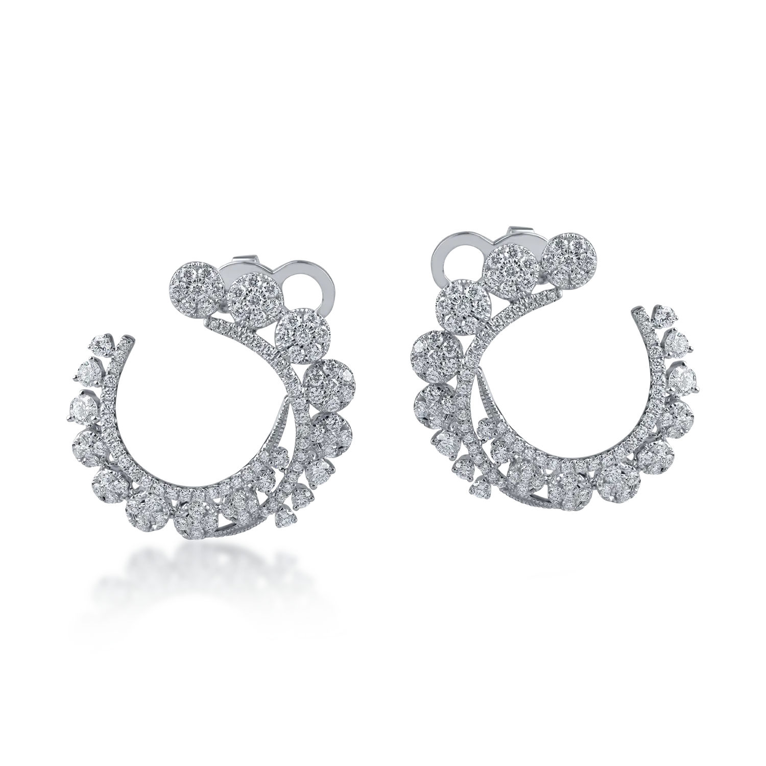 White gold round earrings with 1.7ct diamonds-190152