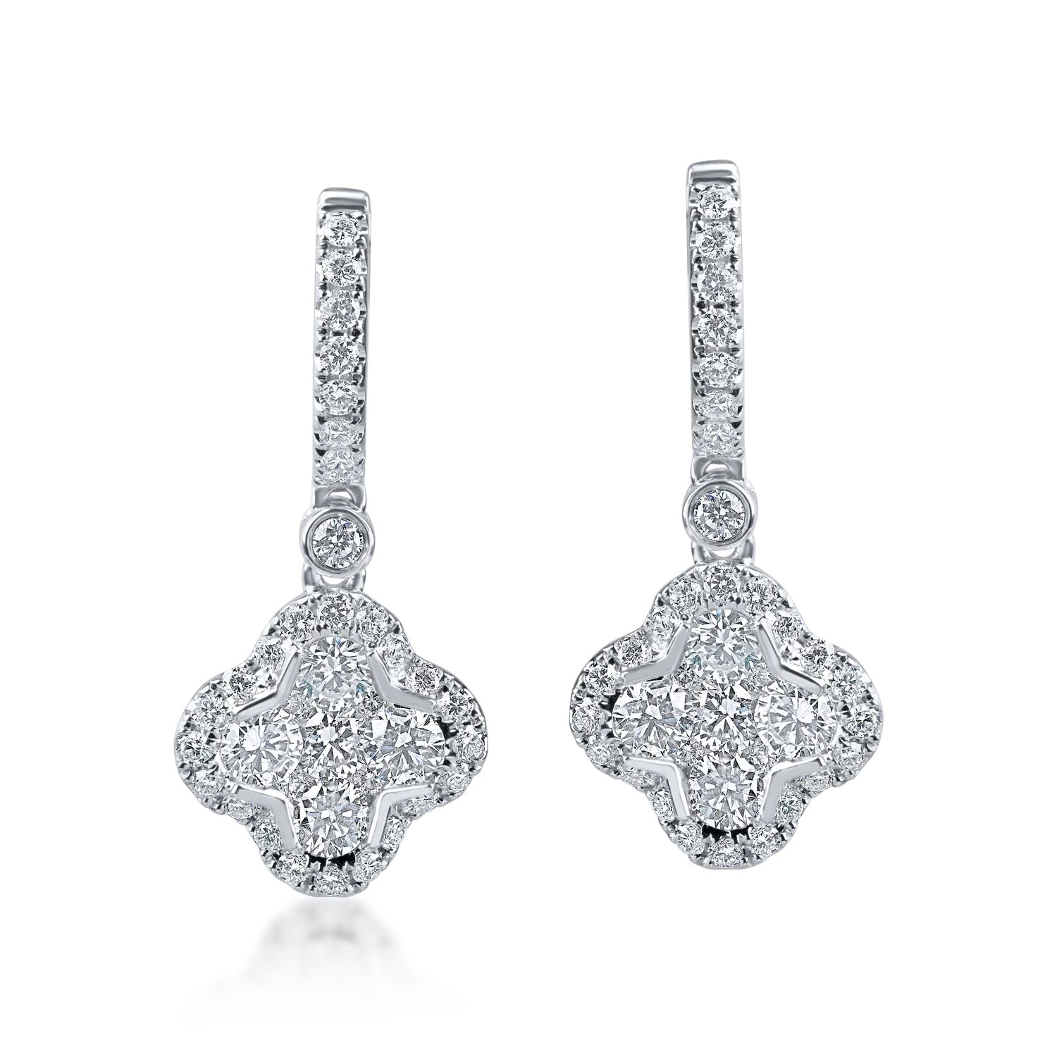 Cercei geometrici din aur alb cu diamante de 1.3ct