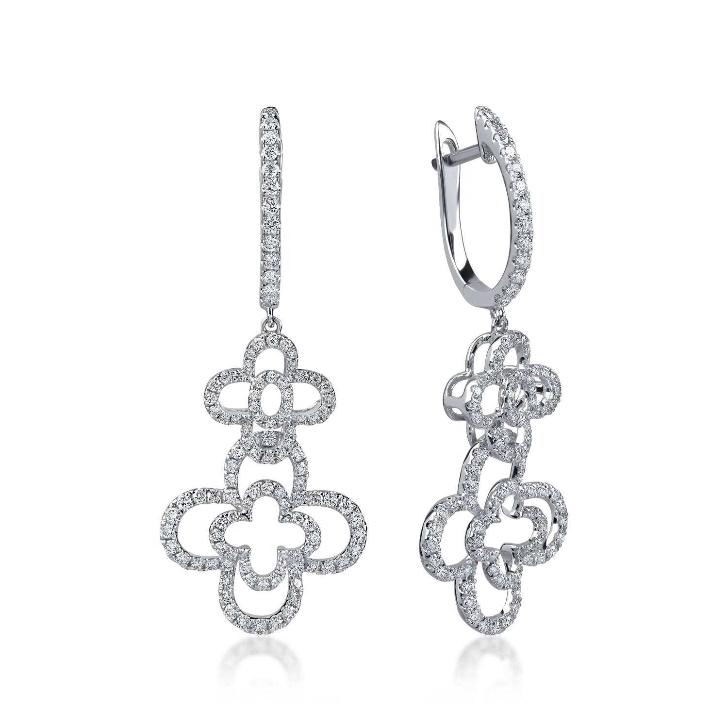 Cercei geometrici din aur alb cu diamante de 0.9ct