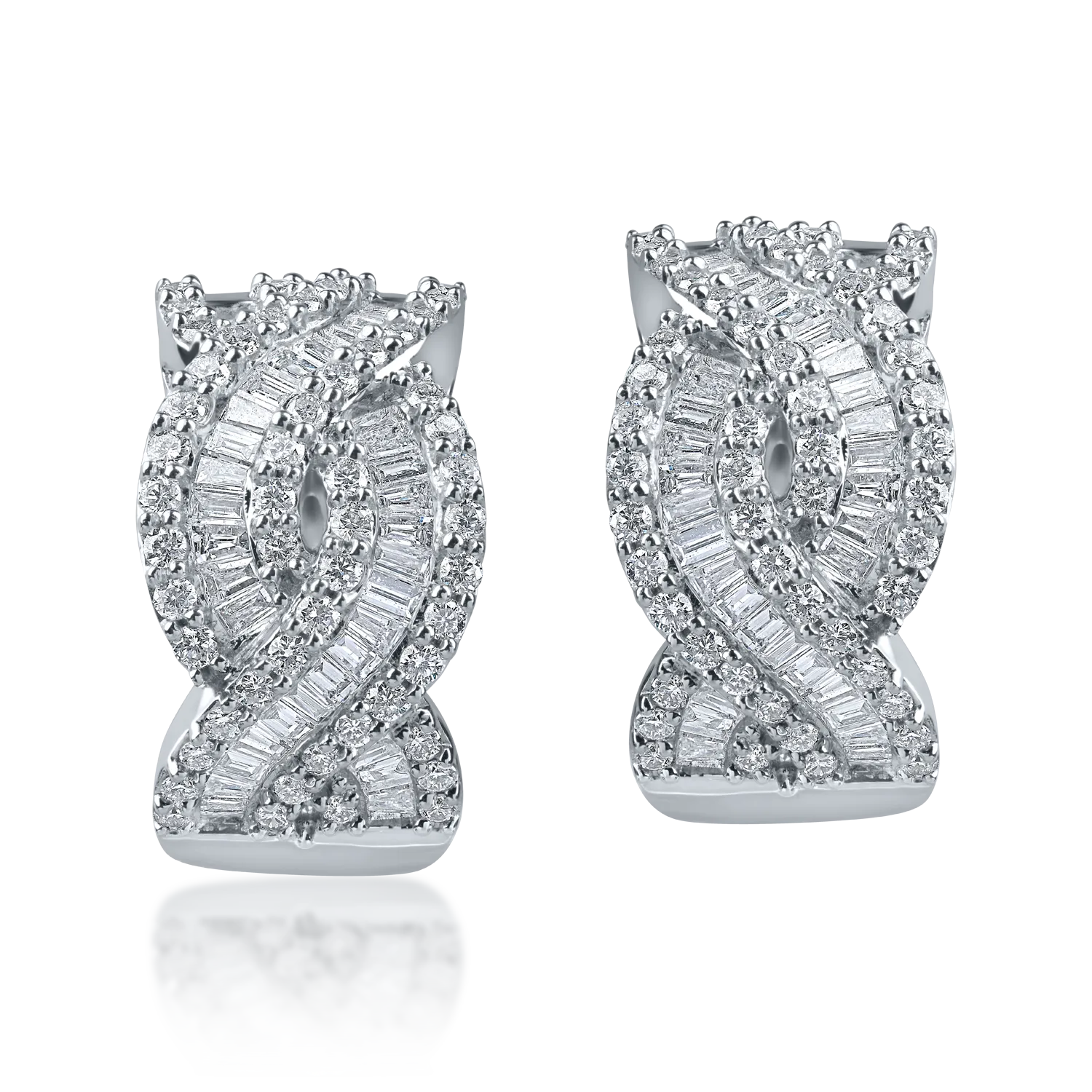 White gold earrings with 1.3ct microsetting diamonds-190163