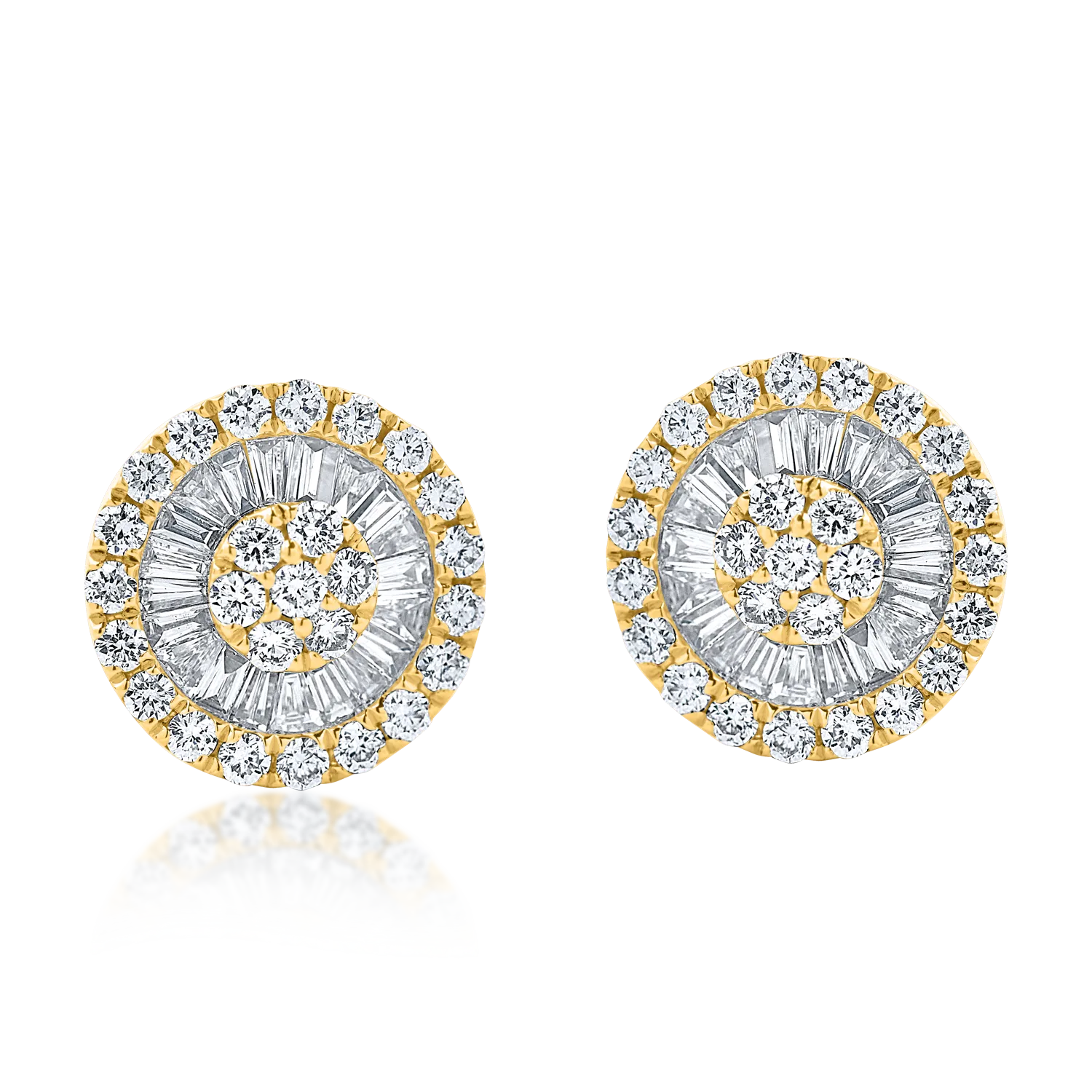 Cercei din aur galben cu diamante microsetting de 1ct - 1 | YEO