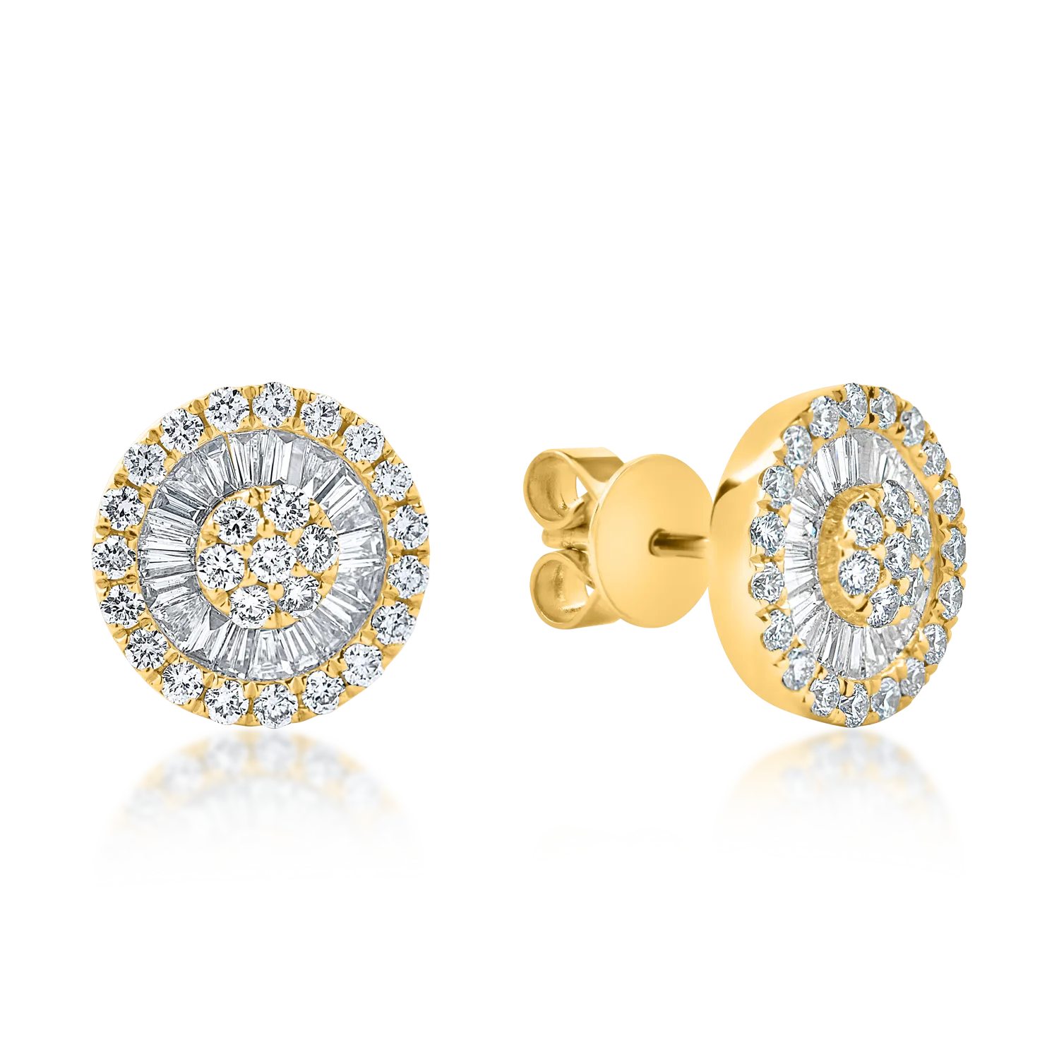 Cercei din aur galben cu diamante microsetting de 1ct