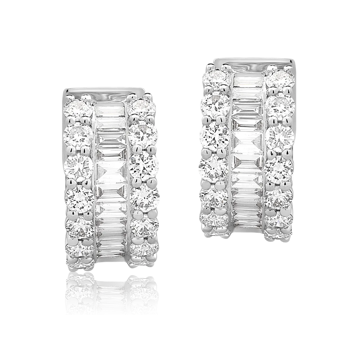 Cercei din aur alb cu diamante baguette si rotunde microsetting de 1.5ct-190167