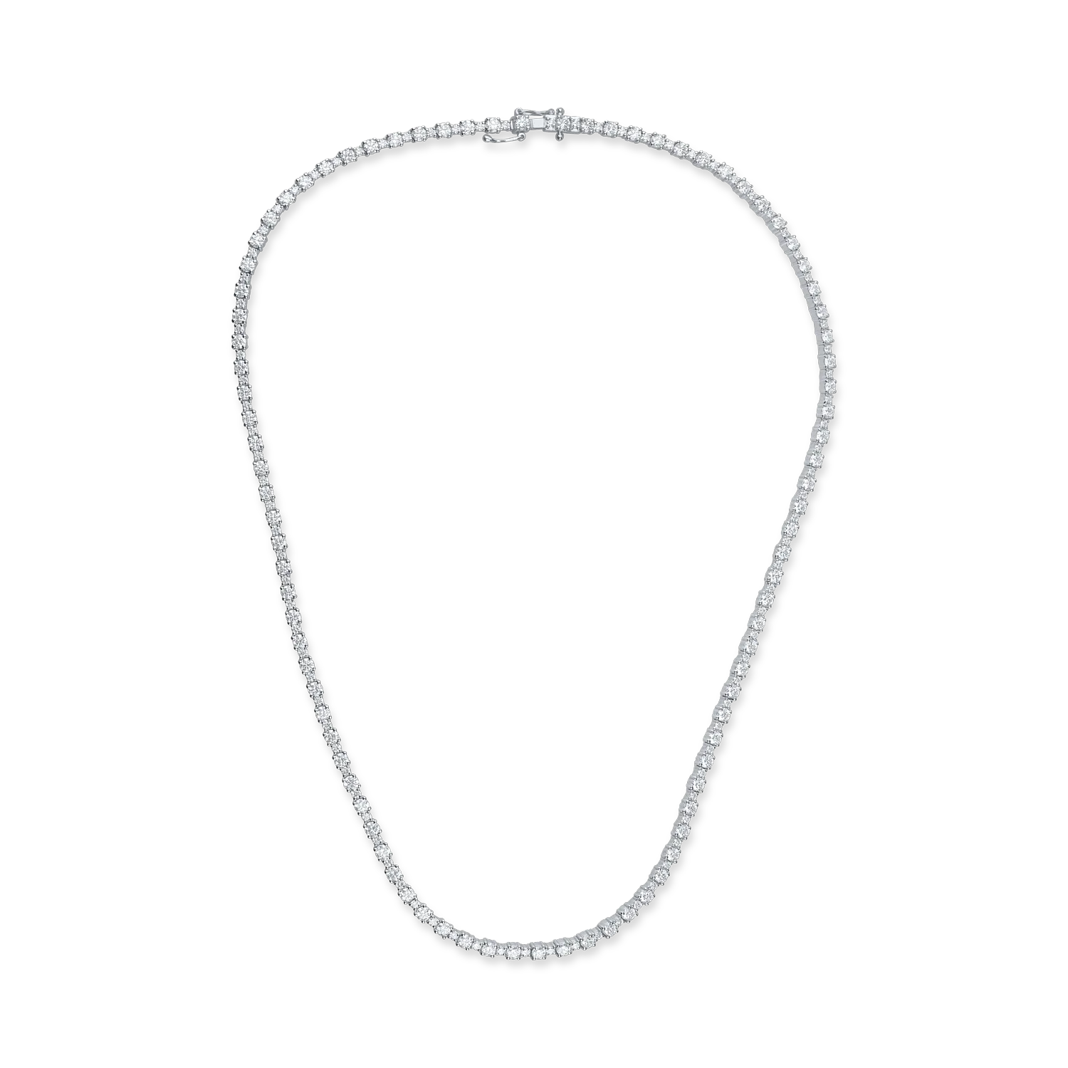 Colier tennis din aur alb cu diamante de 9.5ct