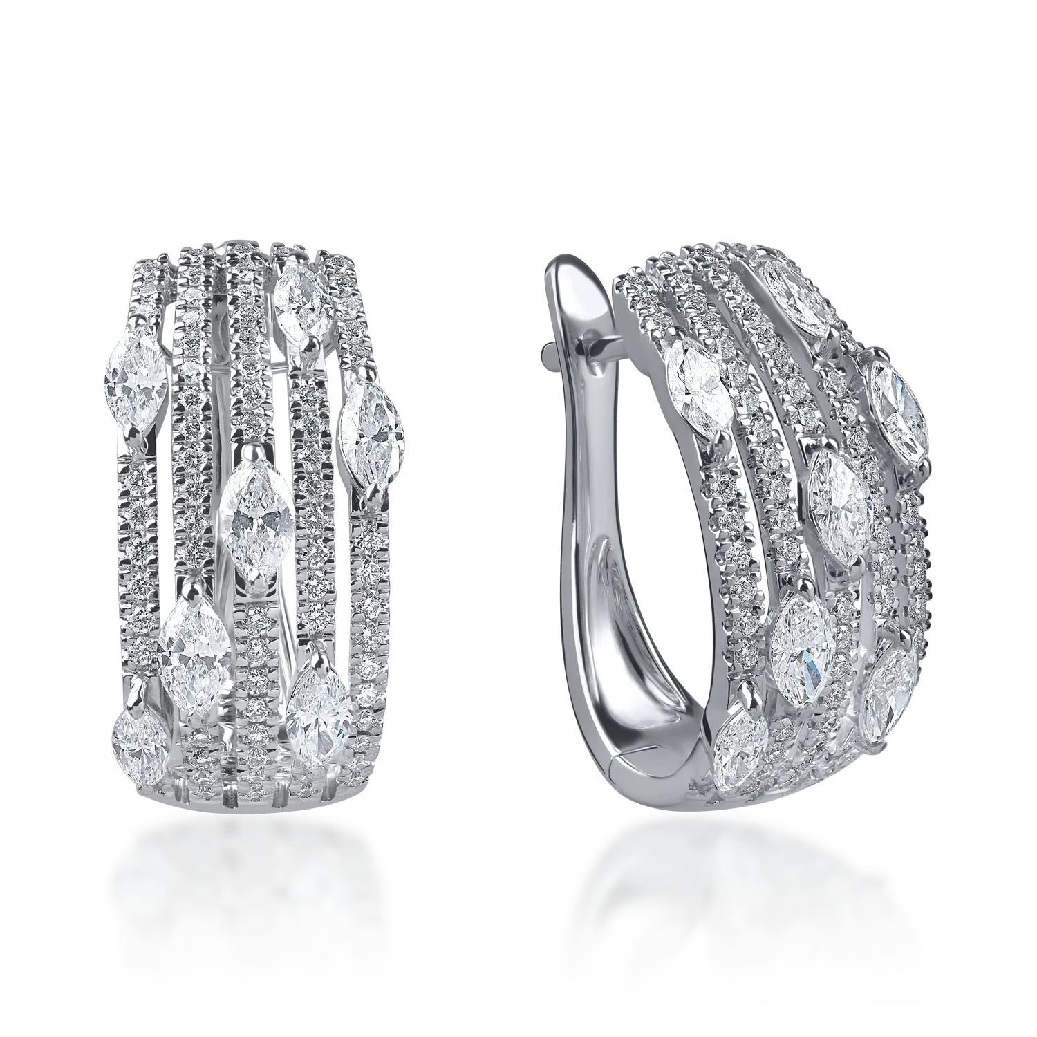 Cercei din aur alb cu diamante microsetting de 1.2ct