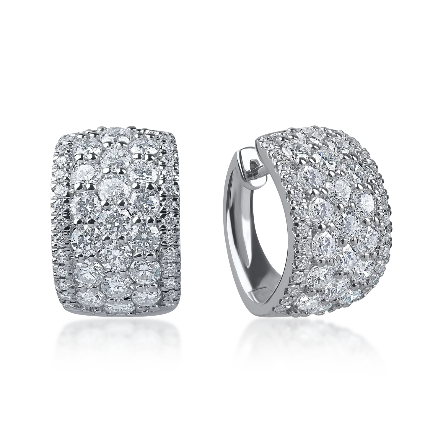 Cercei din aur alb cu diamante microsetting de 2.7ct