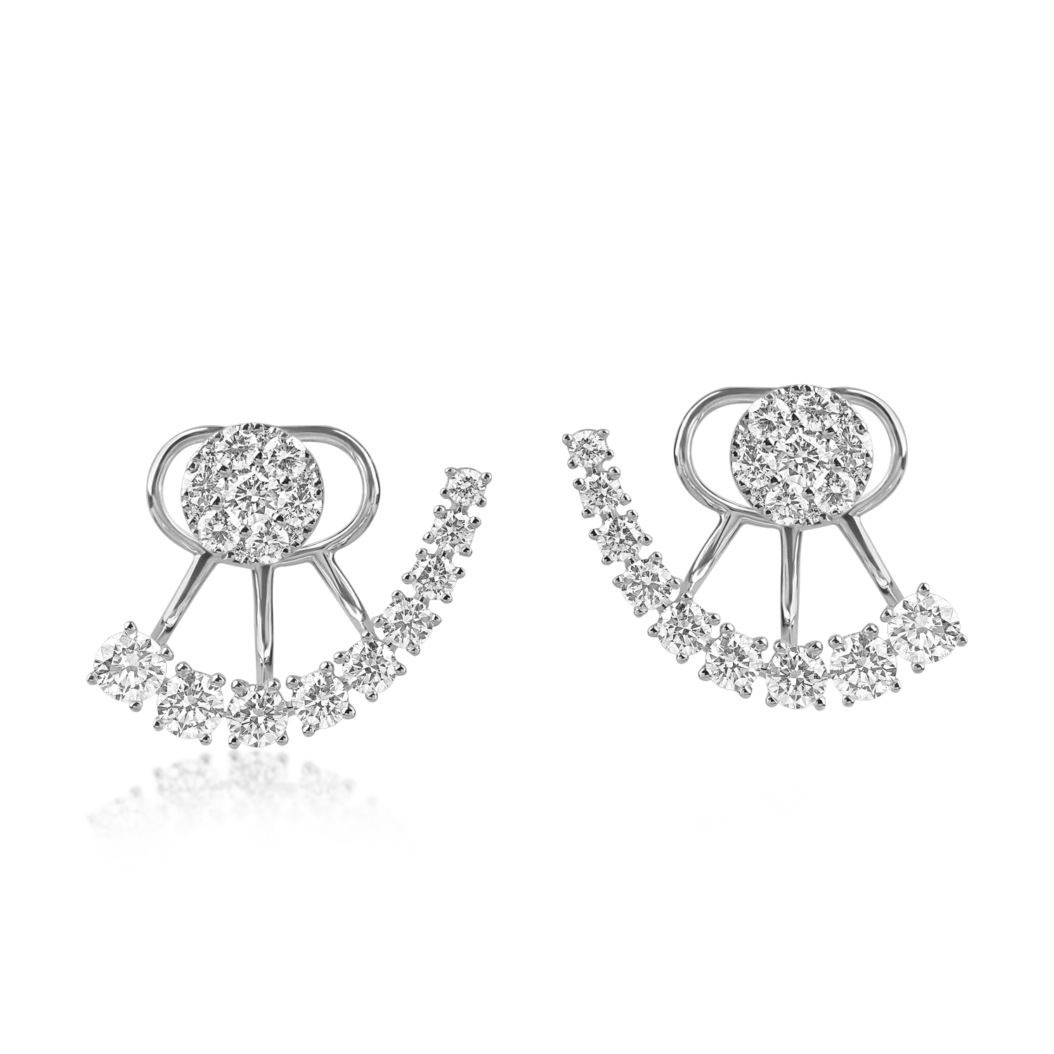 Cercei din aur alb cu diamante microsetting de 2.3ct - Imagine 2