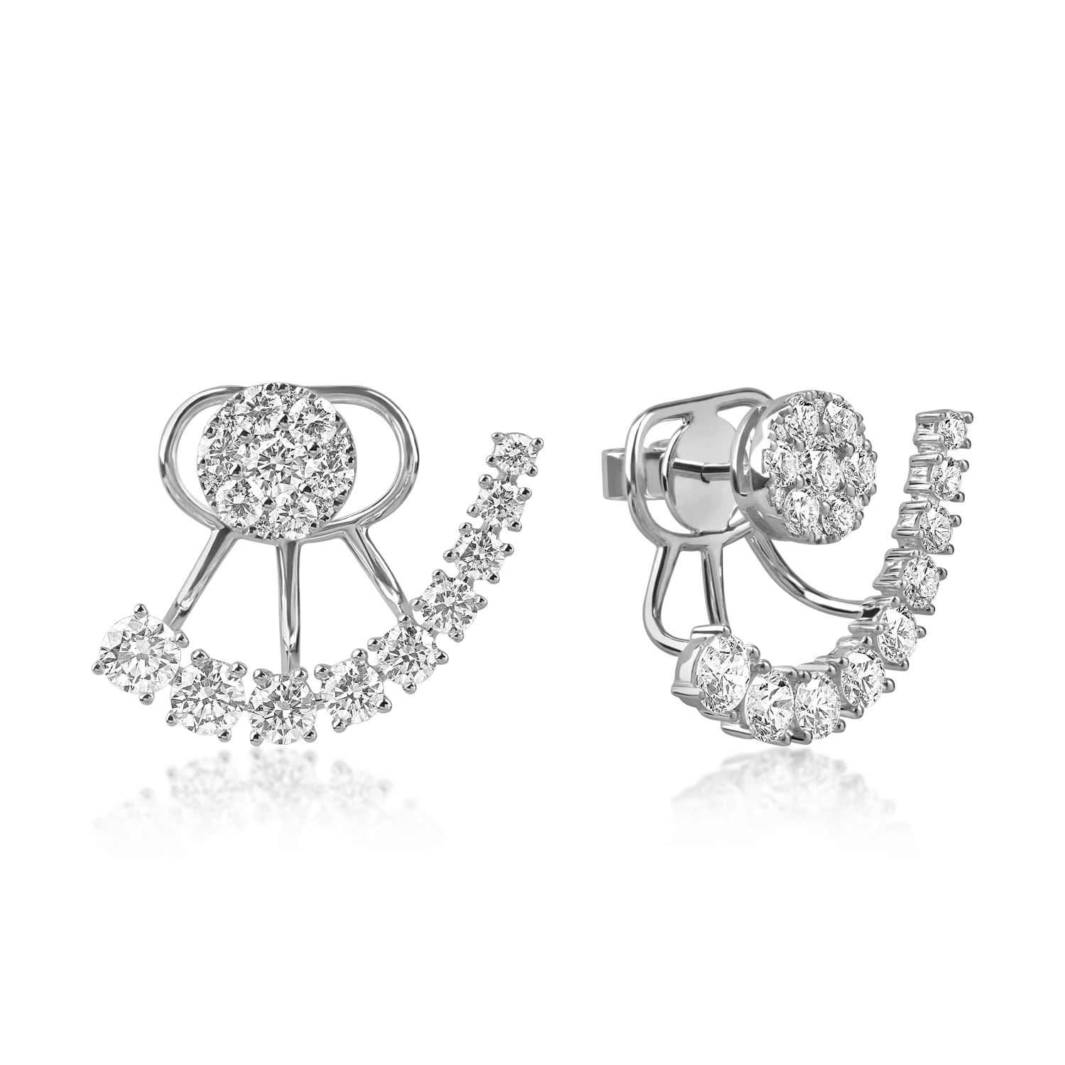 Cercei din aur alb cu diamante microsetting de 2.3ct