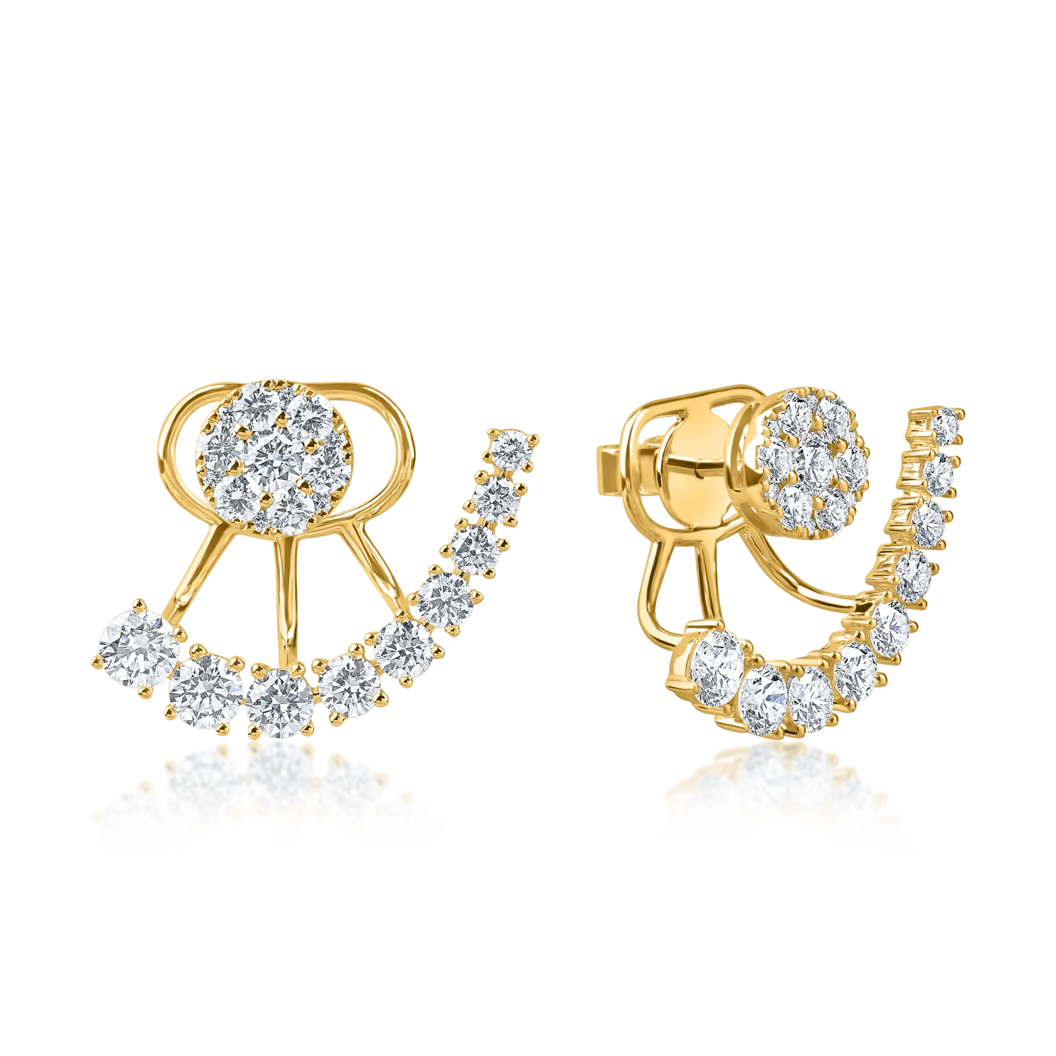 Żółte złote kolczyki z diamentami 2.3ct w mikroosadzeniu