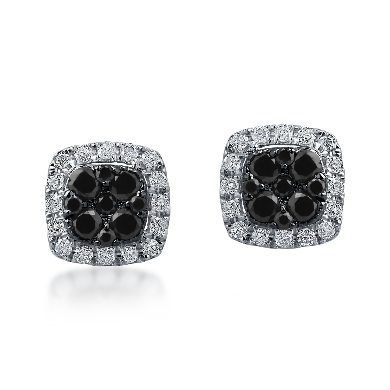 Cercei stud din aur alb cu diamante negre si incolore de 0.3ct - 1 | YEO