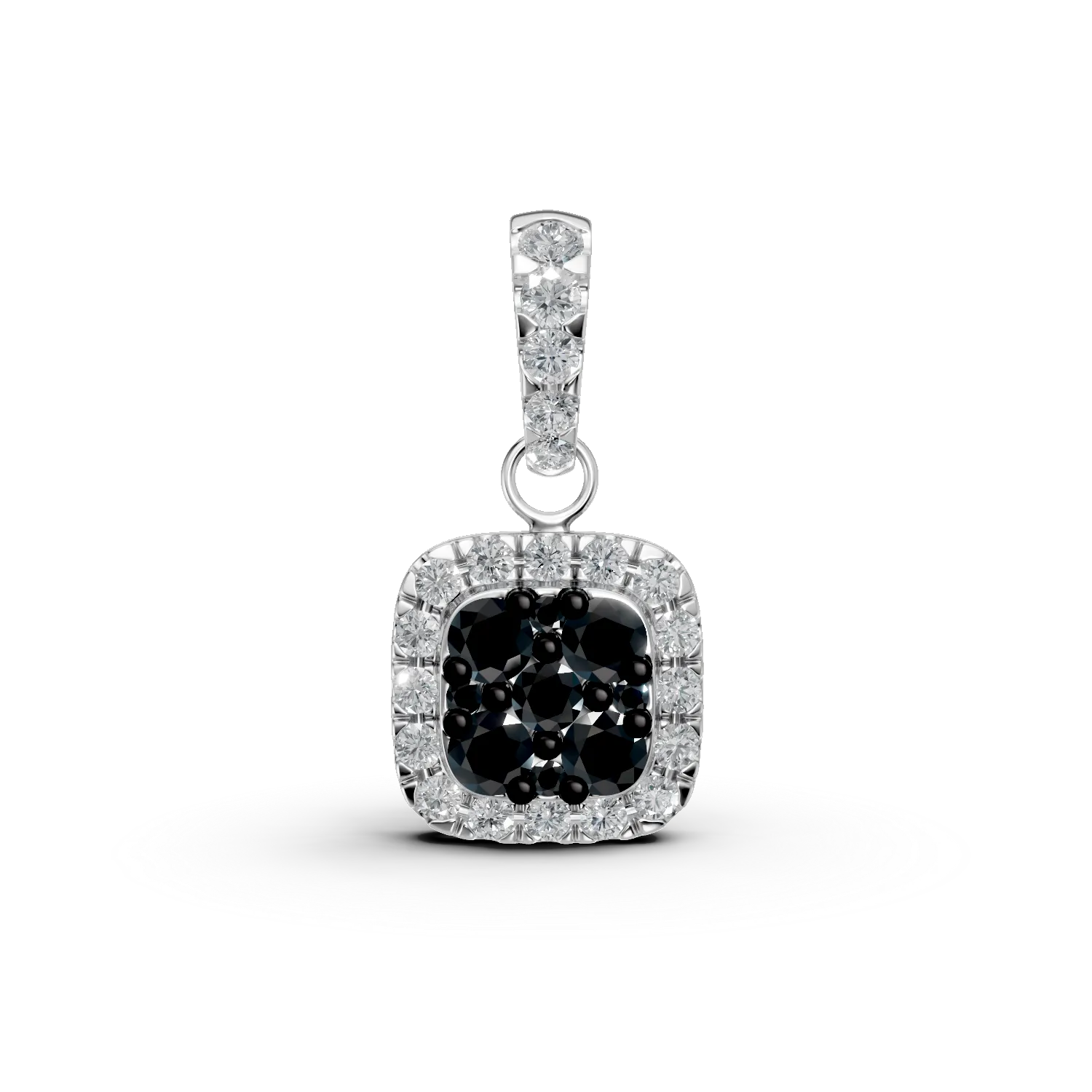 Pandantiv din aur alb cu diamante negre si incolore de 0.2ct