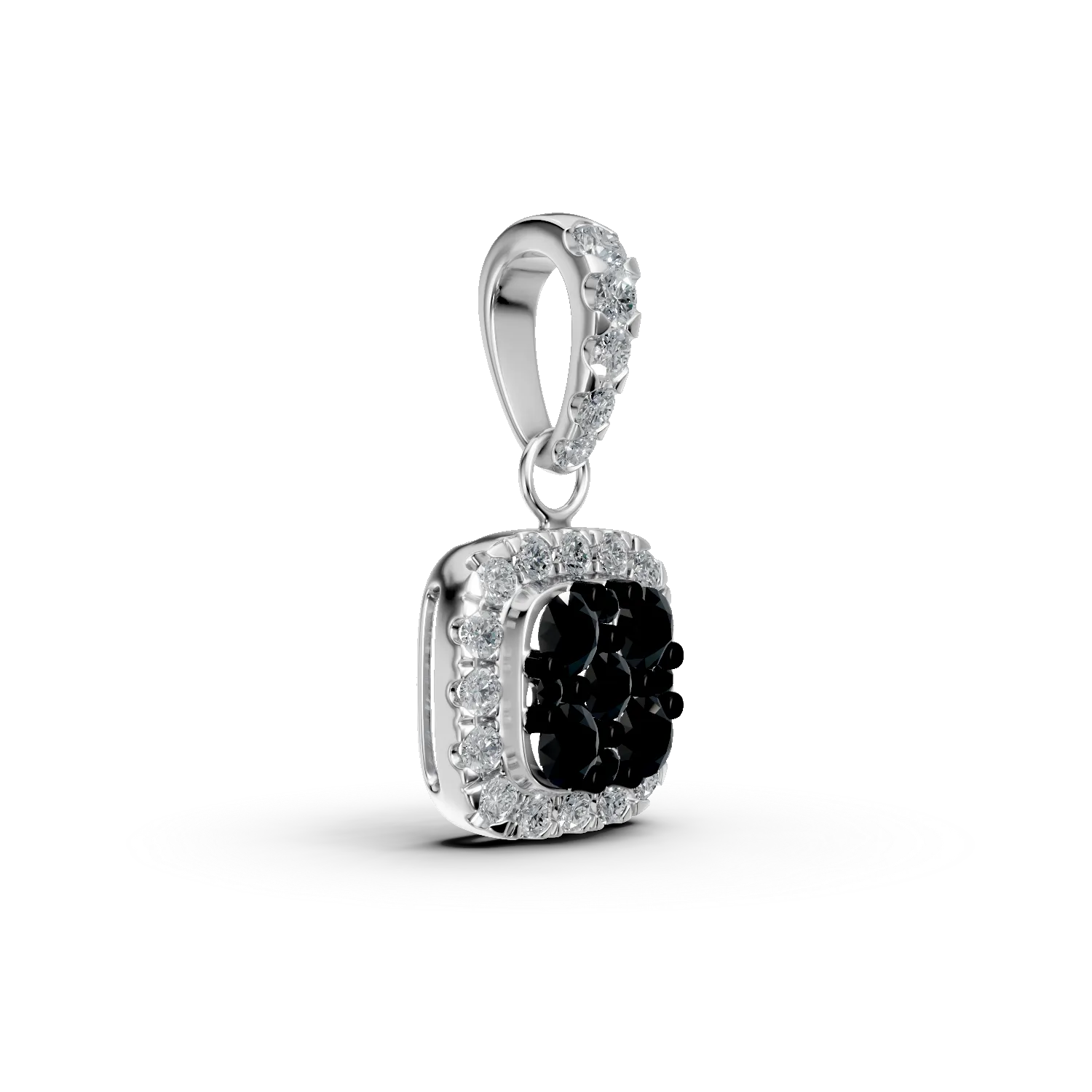 Wisiorek z białego złota z 0.2ct czarnymi i przezroczystymi diamentami