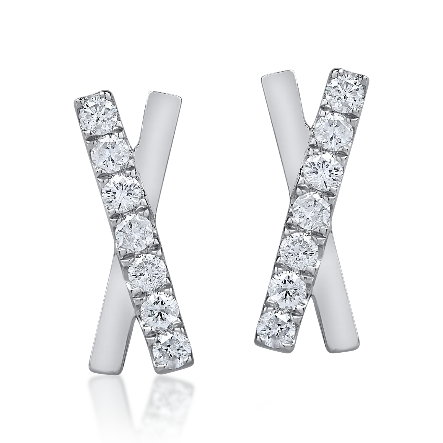 Cercei geometrici din aur alb cu diamante de 0.2ct - 1 | YEO