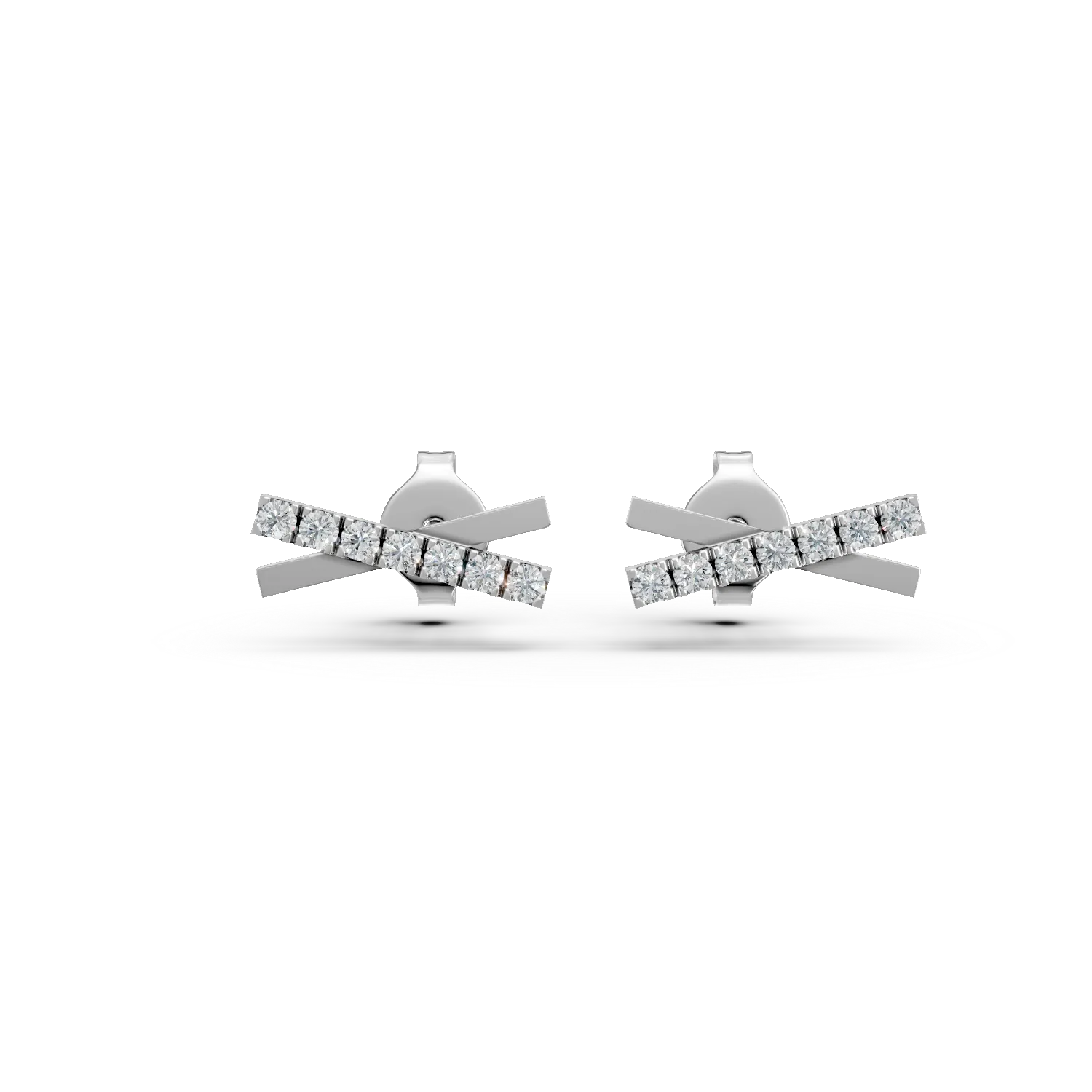 Cercei geometrici din aur alb cu diamante de 0.2ct-190212