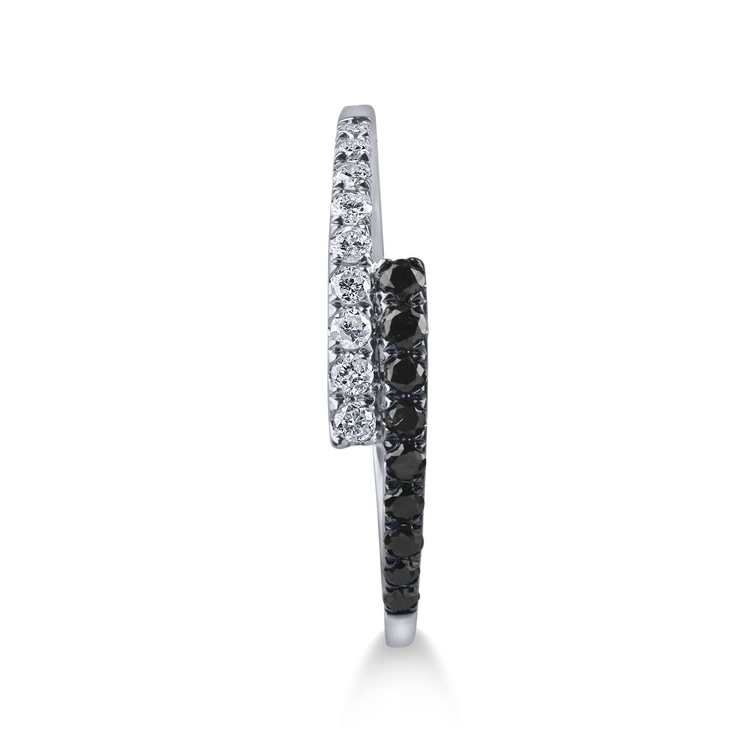 Inel din aur alb cu diamante negre si incolore de 0.2ct
