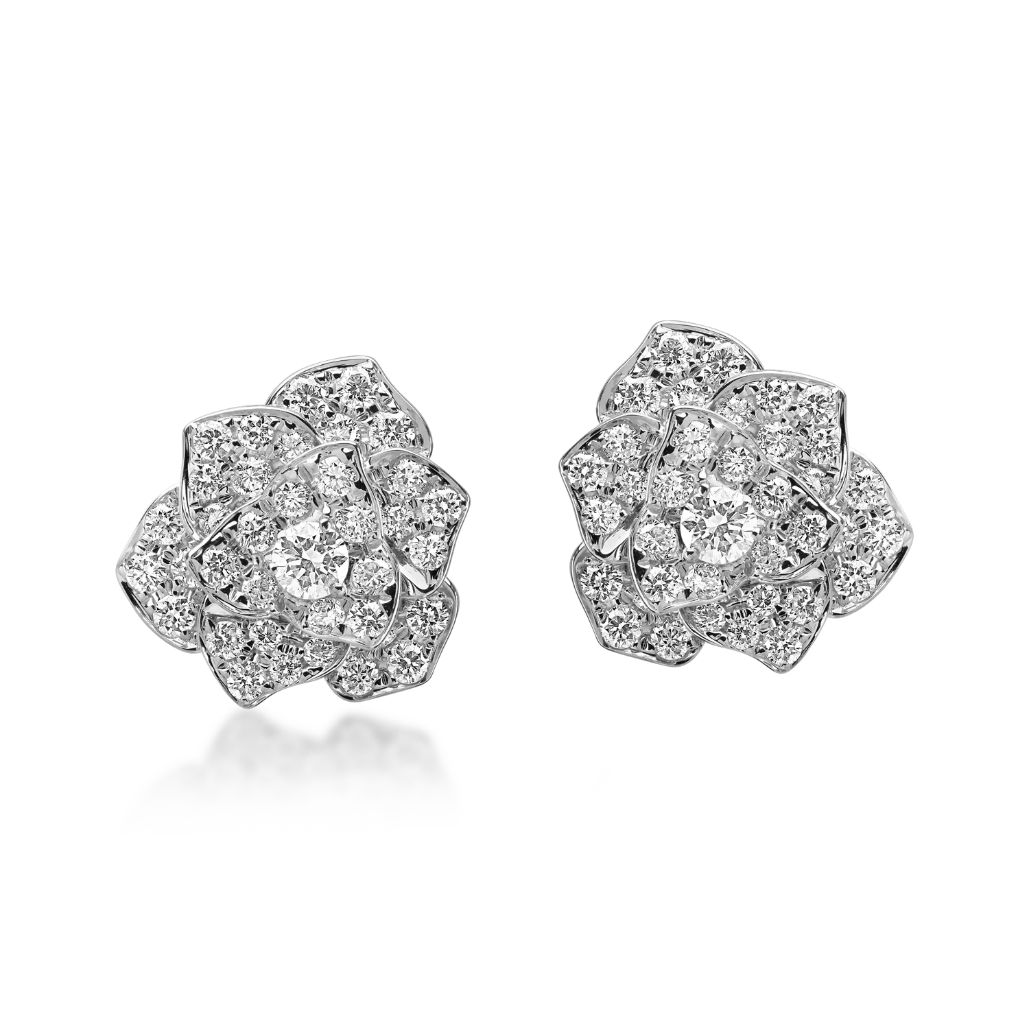 Обеци цвете от бяло злато с 0.5кт диаманти-196542